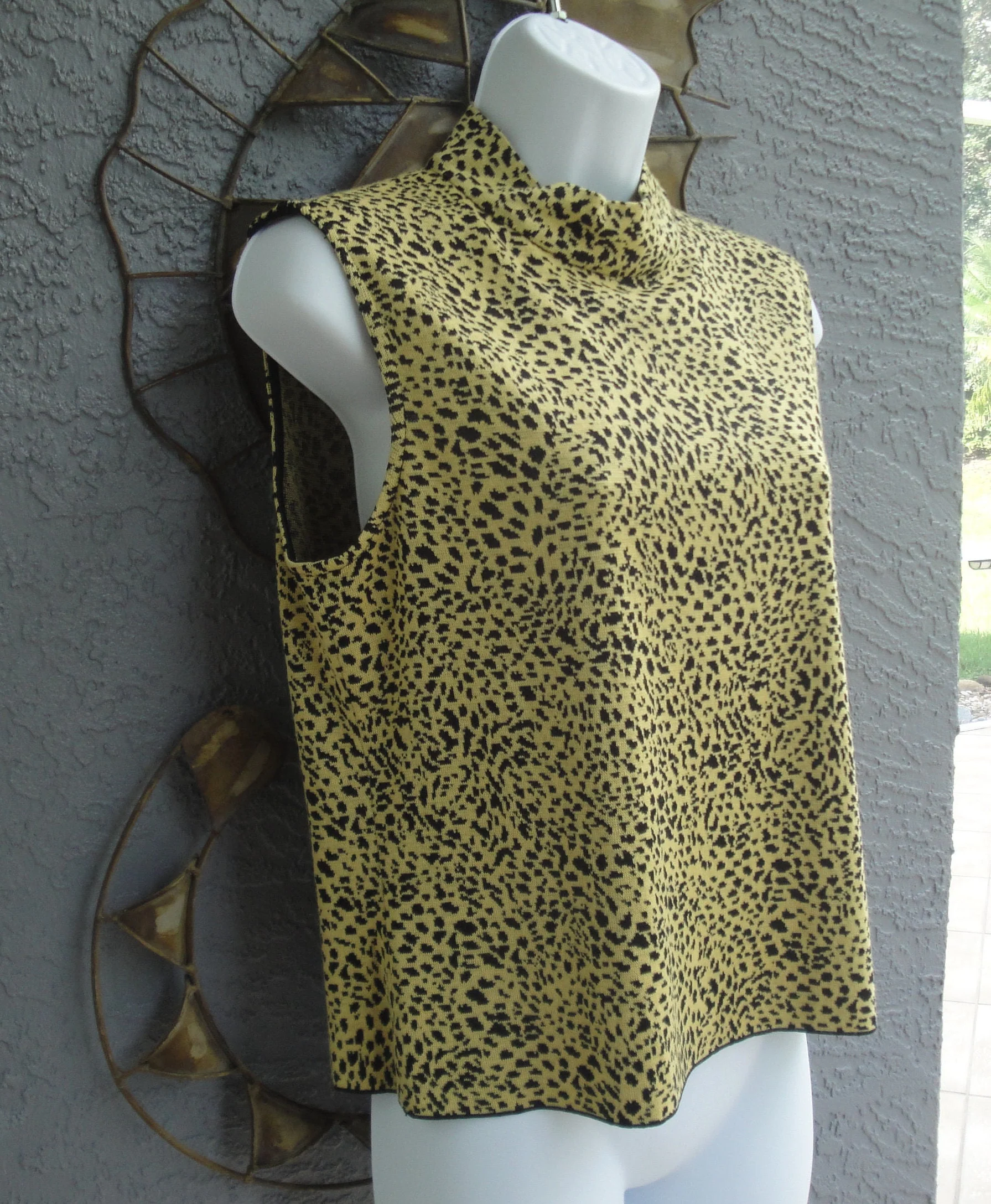 St John Tank Top by Marie Gray Santana Knit Cheetah Print Versatile Vintage High Neck Side Zipper by St John - Image 5