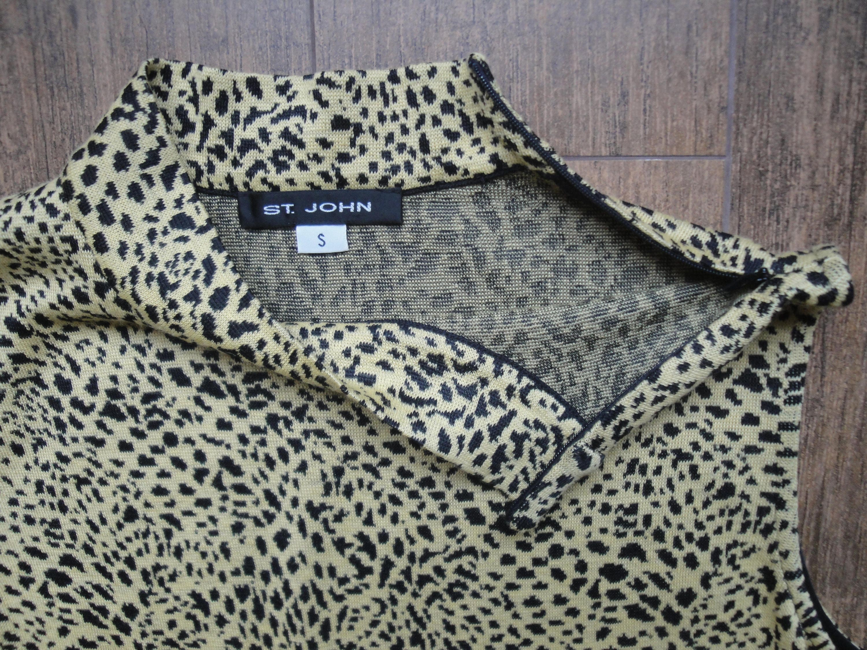 St John Tank Top by Marie Gray Santana Knit Cheetah Print Versatile Vintage High Neck Side Zipper by St John - Image 9