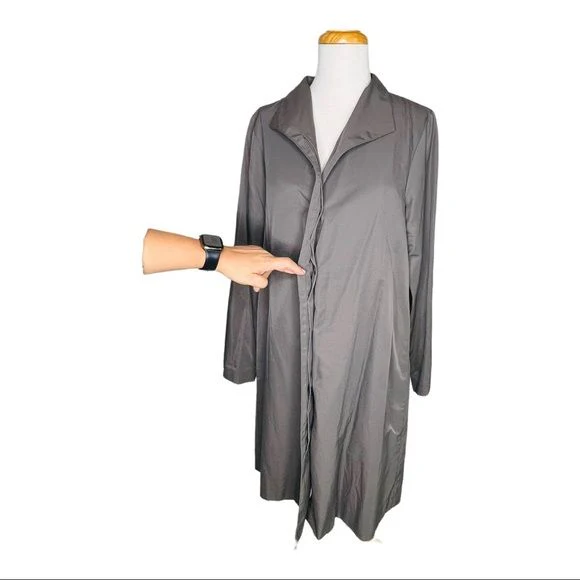 Stand Collar Organic Cotton & Nylon Coat Italian Fabric Womens M by Eileen Fisher - Image 11