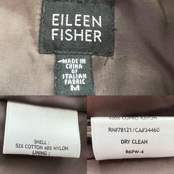 Stand Collar Organic Cotton & Nylon Coat Italian Fabric Womens M by Eileen Fisher - Image 12