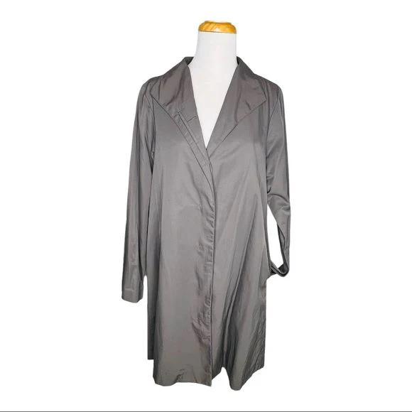 Stand Collar Organic Cotton & Nylon Coat Italian Fabric Womens M by Eileen Fisher - Image 2