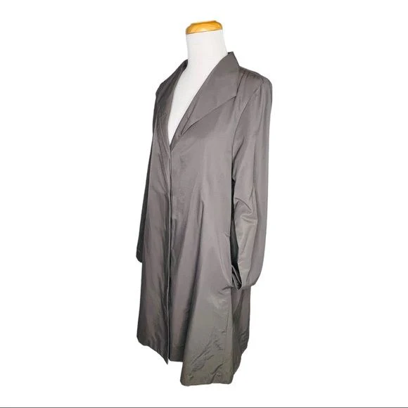 Stand Collar Organic Cotton & Nylon Coat Italian Fabric Womens M by Eileen Fisher - Image 3