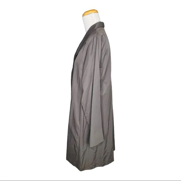 Stand Collar Organic Cotton & Nylon Coat Italian Fabric Womens M by Eileen Fisher - Image 6