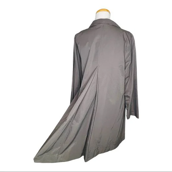 Stand Collar Organic Cotton & Nylon Coat Italian Fabric Womens M by Eileen Fisher - Image 8