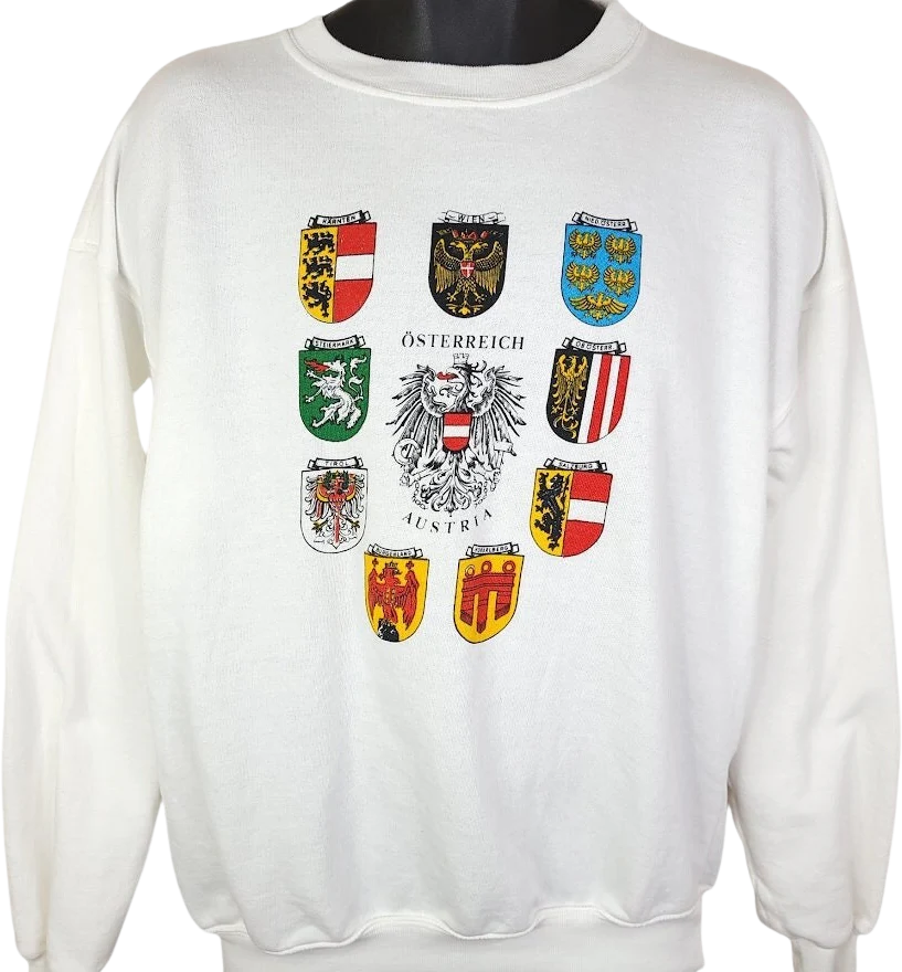 States of Austria Sweatshirt Vintage 90s Osterreich Coat of Arms Europe Mens Size Large