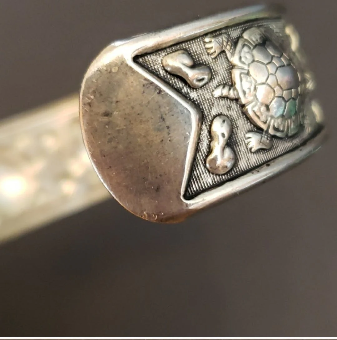 Sterling Silver Repousse Turtle Cuff Bracelet - Image 11
