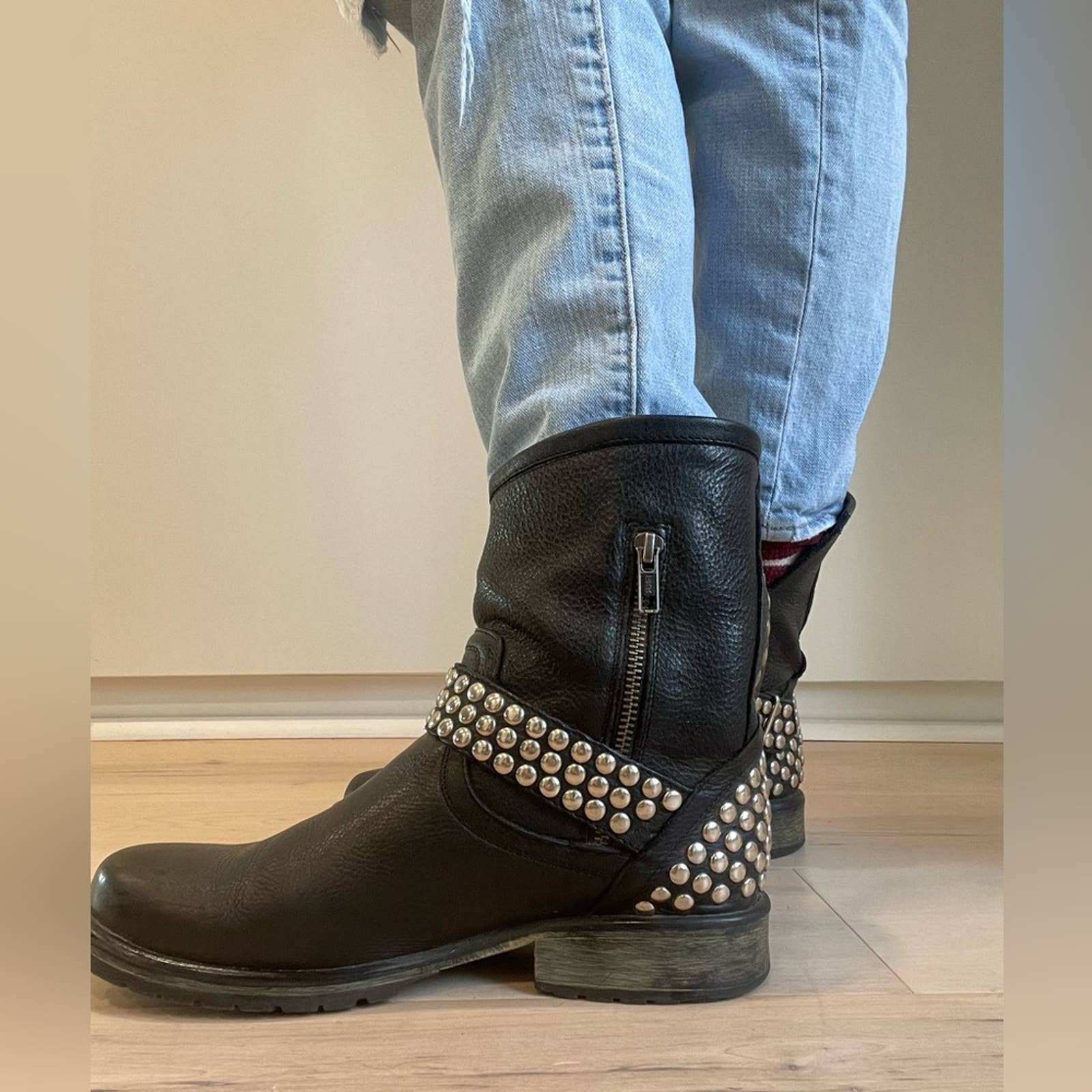 Steve Madden Frankie Studded Moto Boots Black by Steve Madden - Image 4