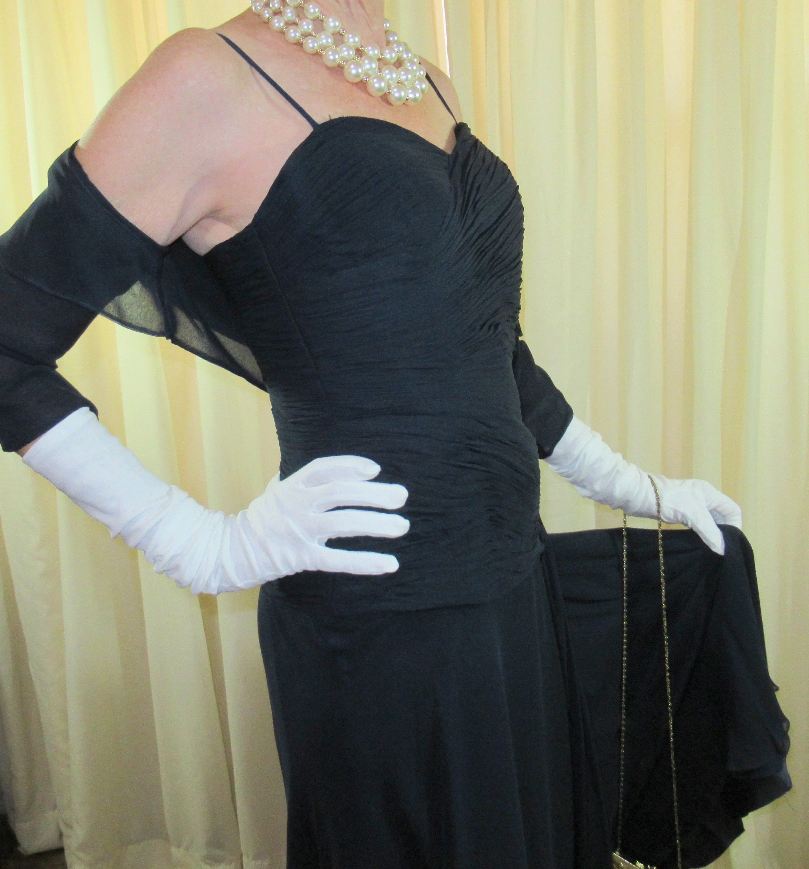 Strapless Dress Formal Padded Bra Top Navy Blue Cm Couture Spaghetti Strap Back Zipper Full Sheer Skirt with Front Panel - Image 9