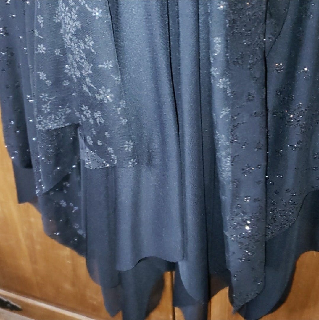 90's/00's Strapless Sparkle Black Tattered Hem Dress by Papaya - Image 6