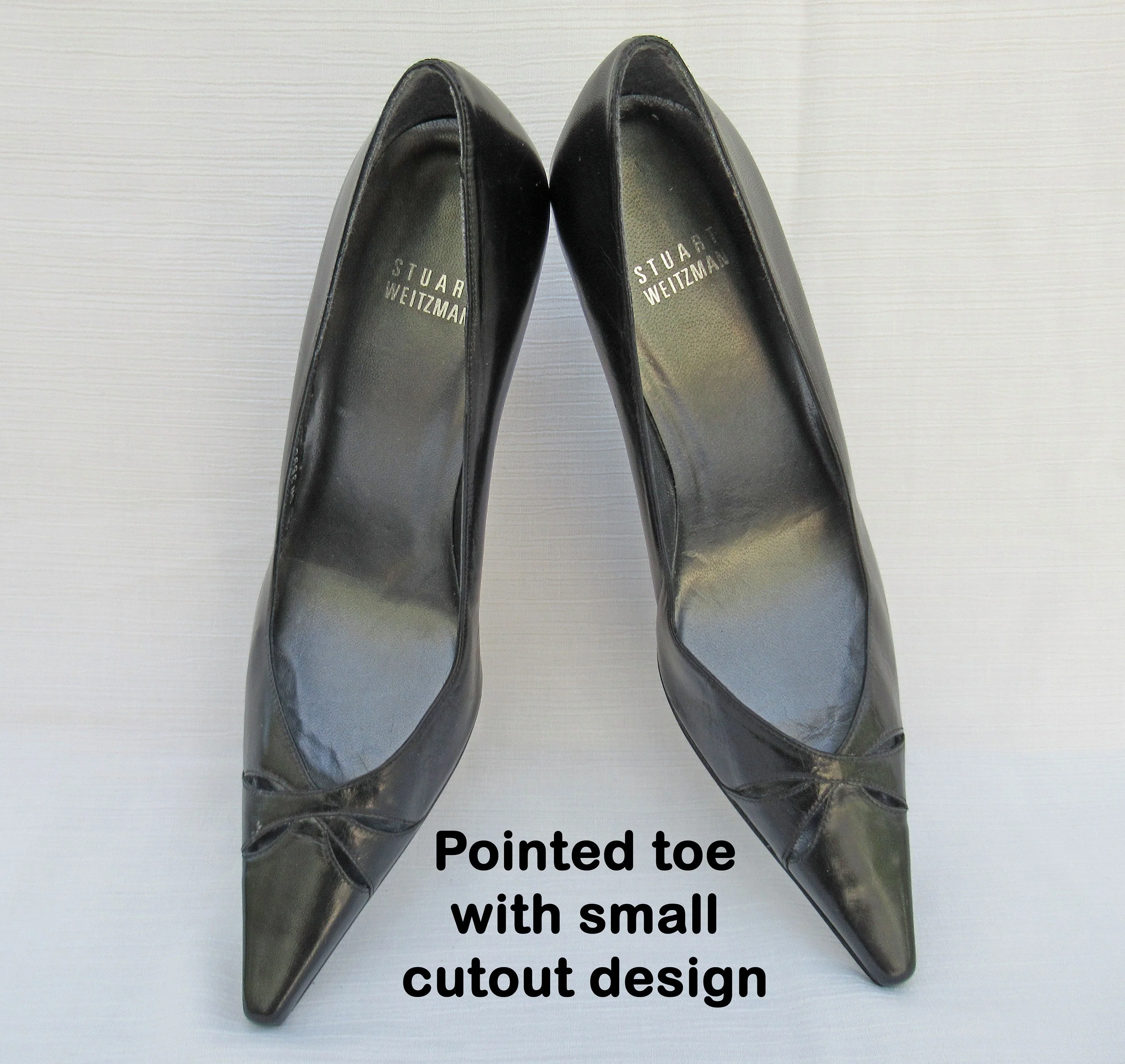 Stuart Weitzman Shoes Pointed Toe Leather Sole Black High Heel Made In Spain Vintage Iconic Designer Classic Chic by Stuart Weitzman - Image 4