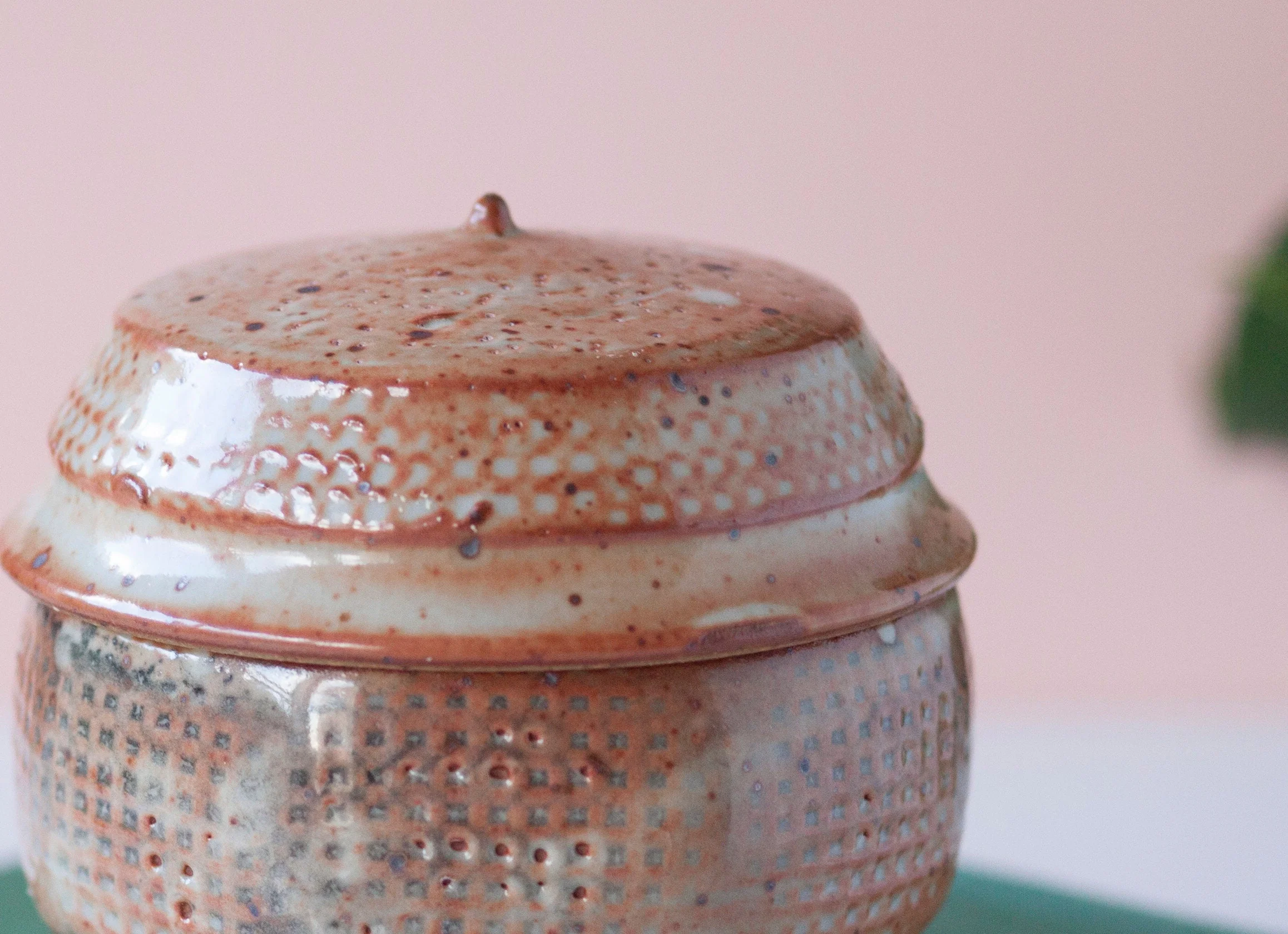 Studio Pottery Canister with Lid Small Handmade Stoneware Jar - Image 3