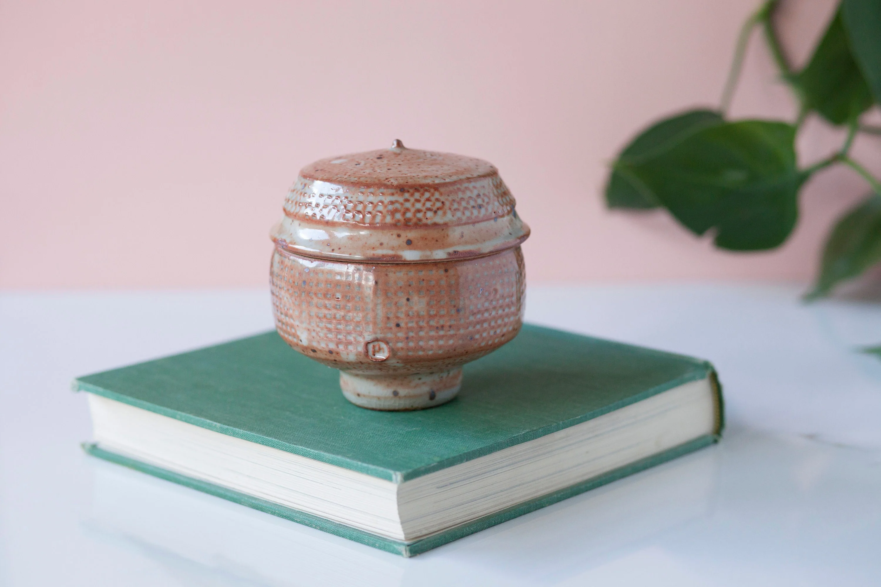 Studio Pottery Canister with Lid Small Handmade Stoneware Jar - Image 4