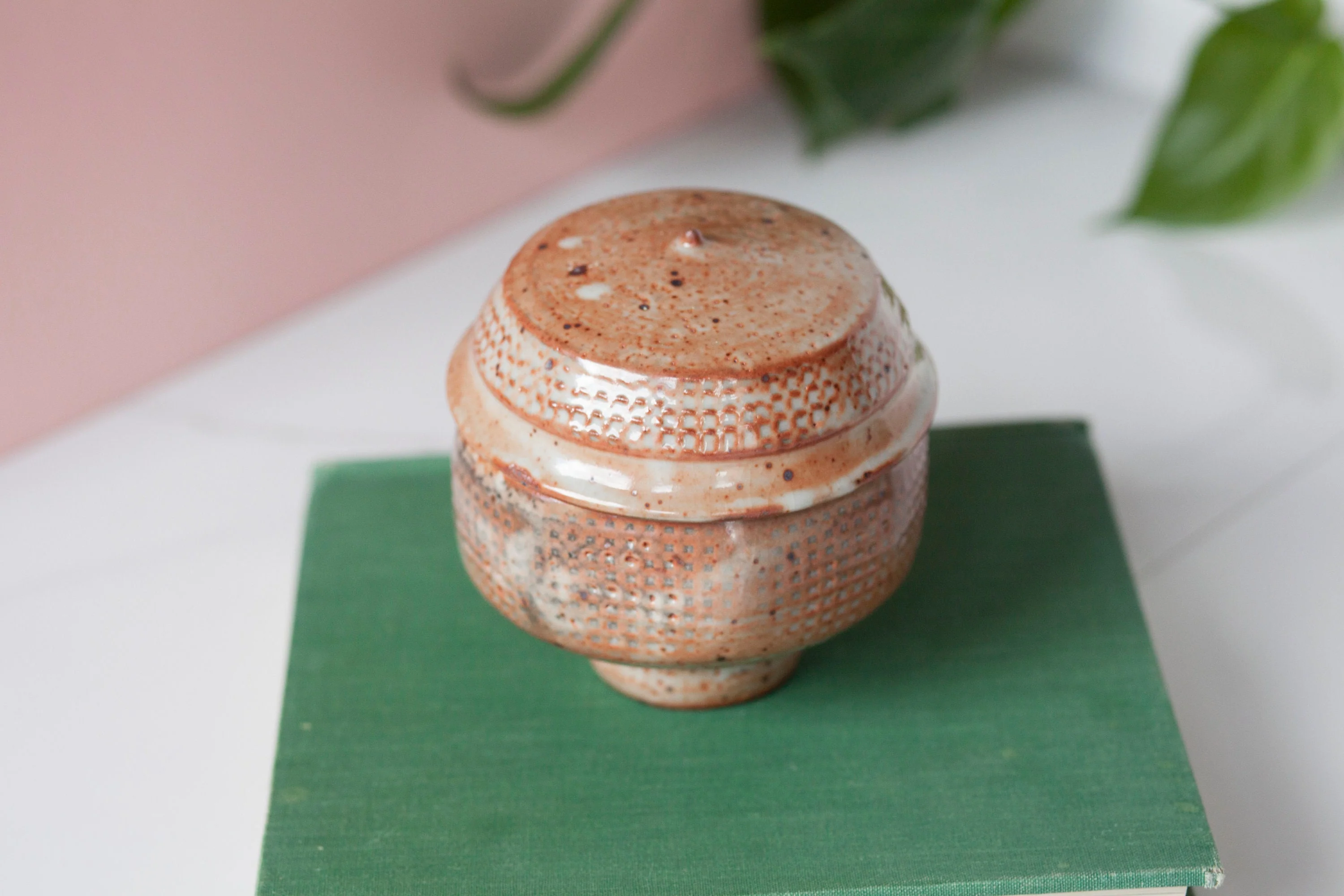 Studio Pottery Canister with Lid Small Handmade Stoneware Jar - Image 5