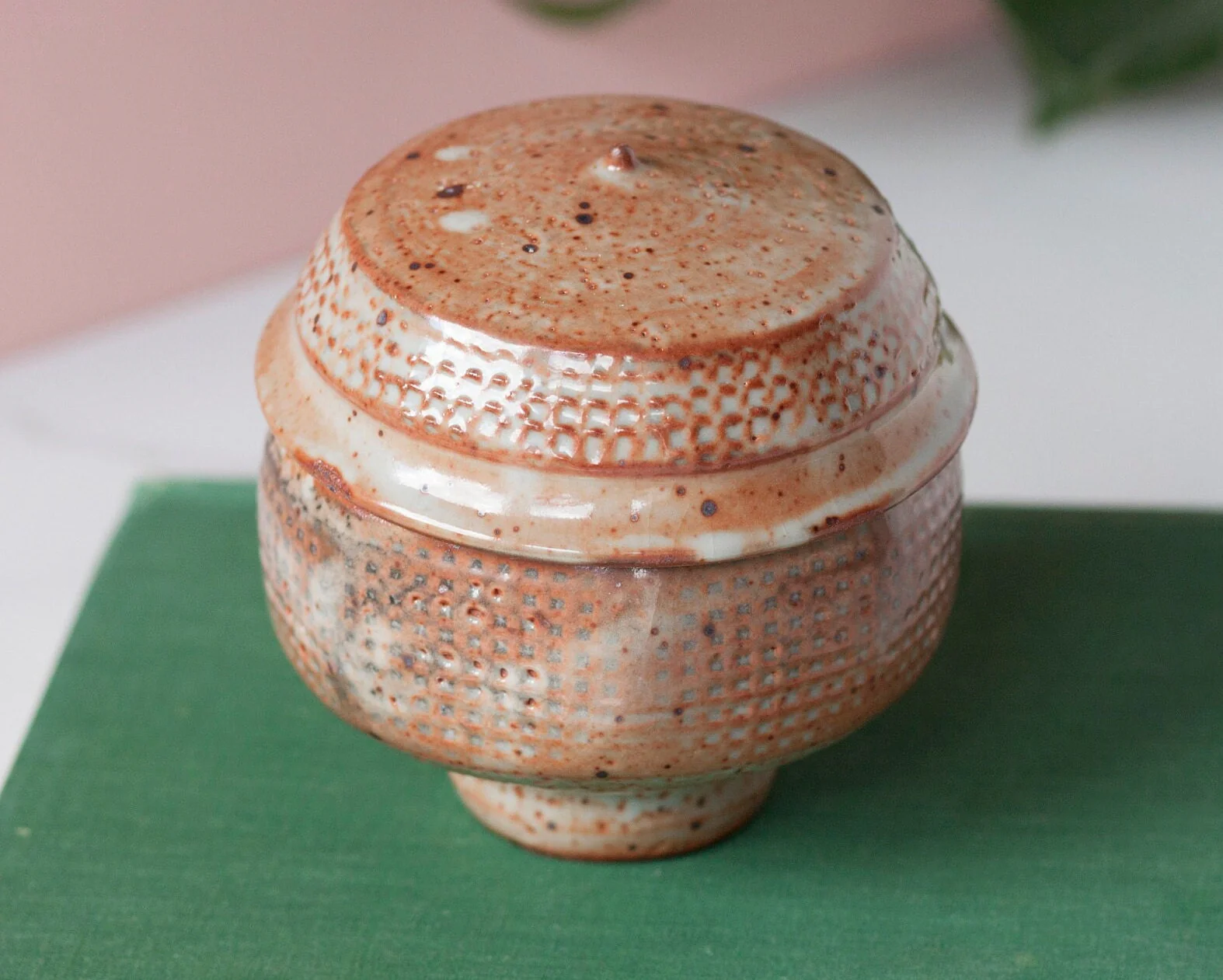 Studio Pottery Canister with Lid Small Handmade Stoneware Jar - Image 6