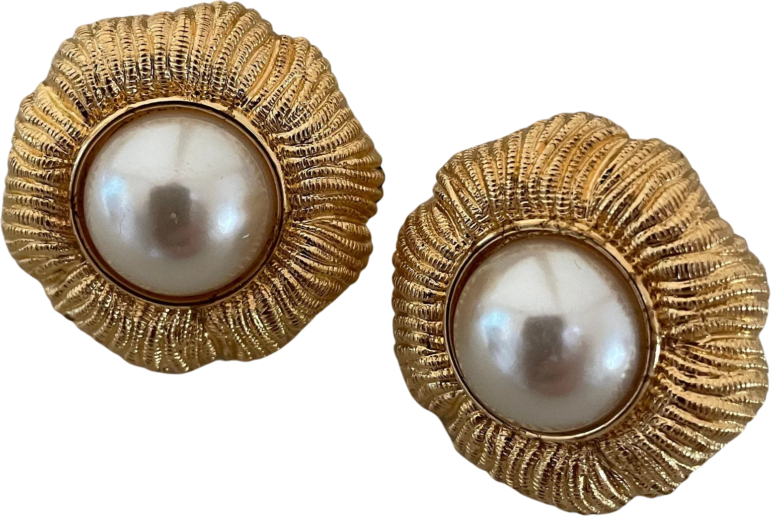 Stunning Baroque Pearl Flower Clip On Statement Earrings by Napier