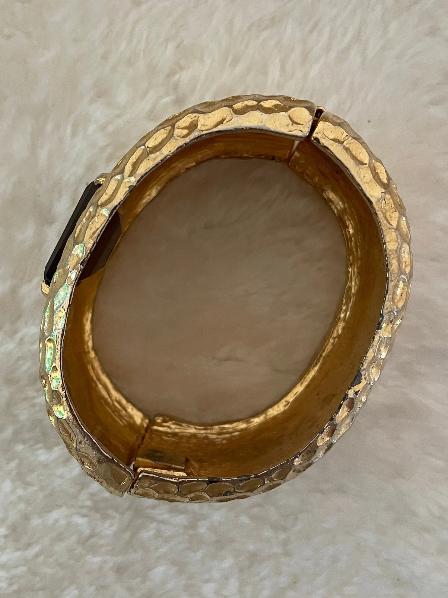 Stunning Donald Stannard Heavy Hammered Gold Smoky Topaz Clamper Bangle Bracelet by Donald Stannard - Image 3