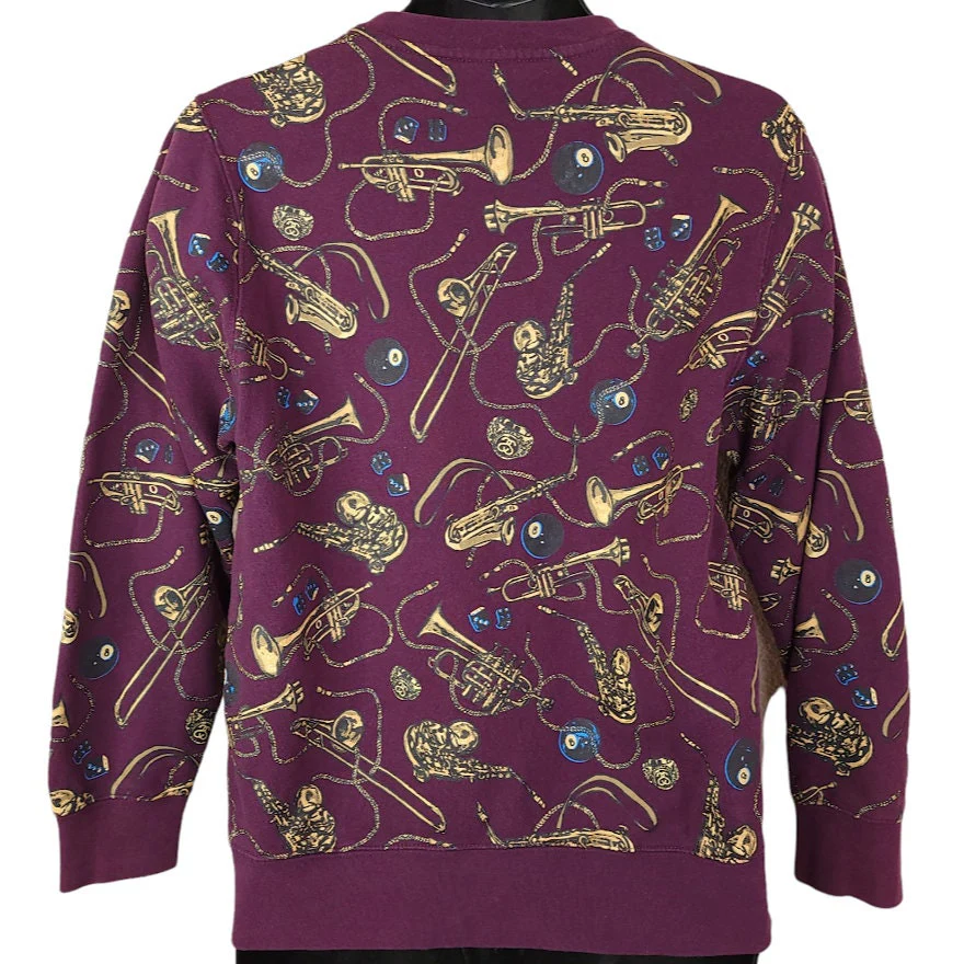 Stussy Sweatshirt Vintage 00s All Over Print Streetwear Made In Usa Mens Size Small - Image 3