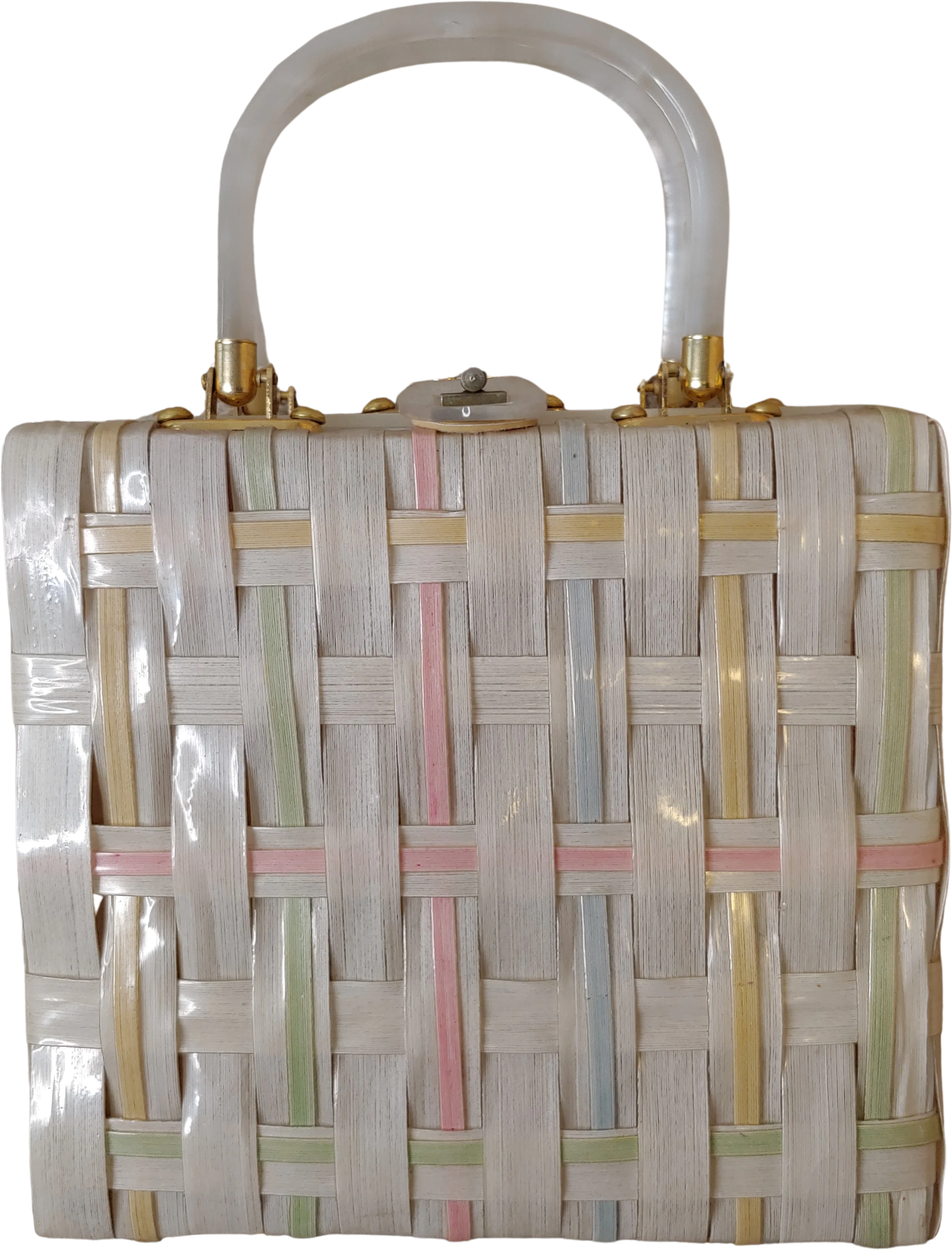 Stylecraft Square Woven Plastic Lucite Handbag