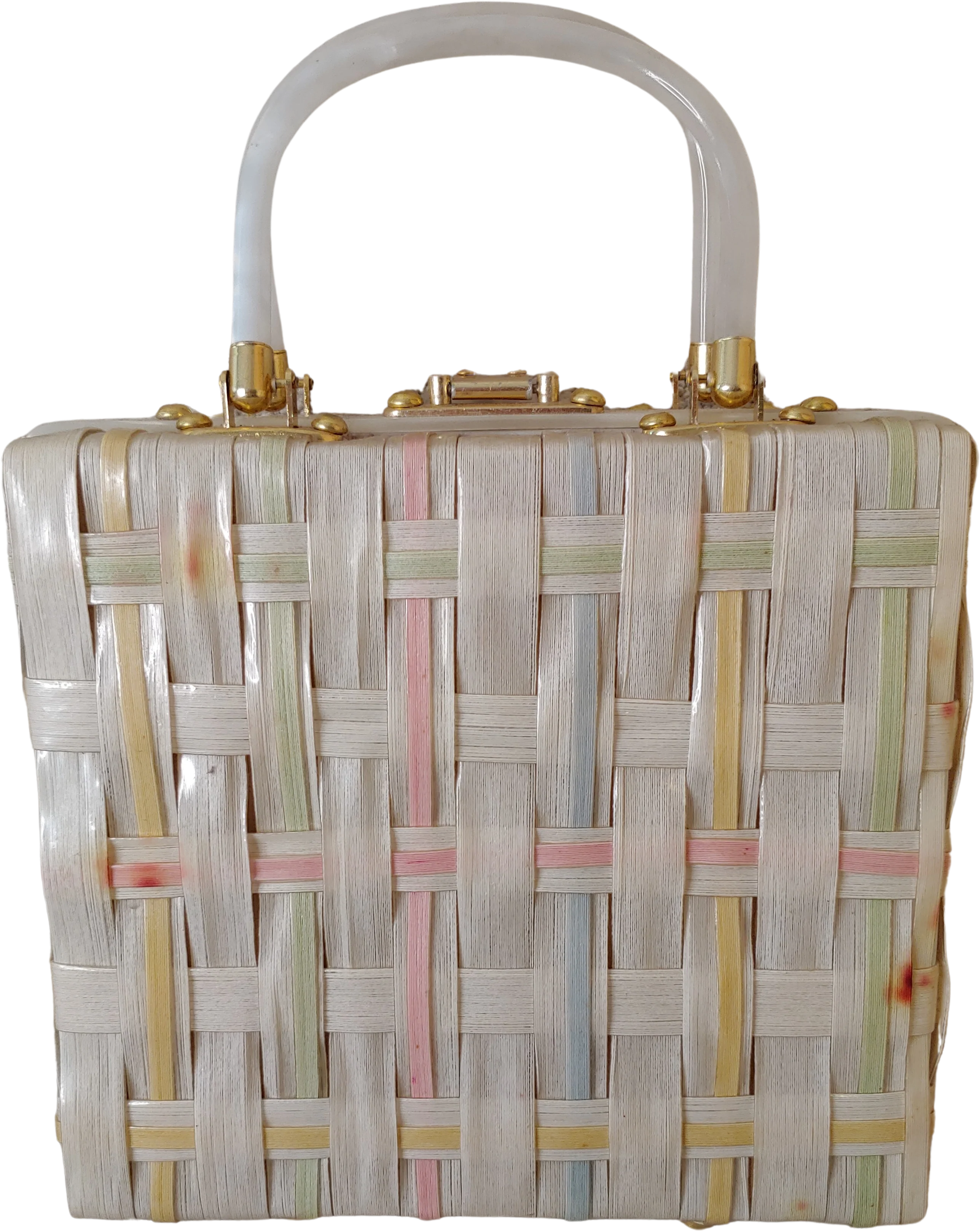 Stylecraft Square Woven Plastic Lucite Handbag - Image 2