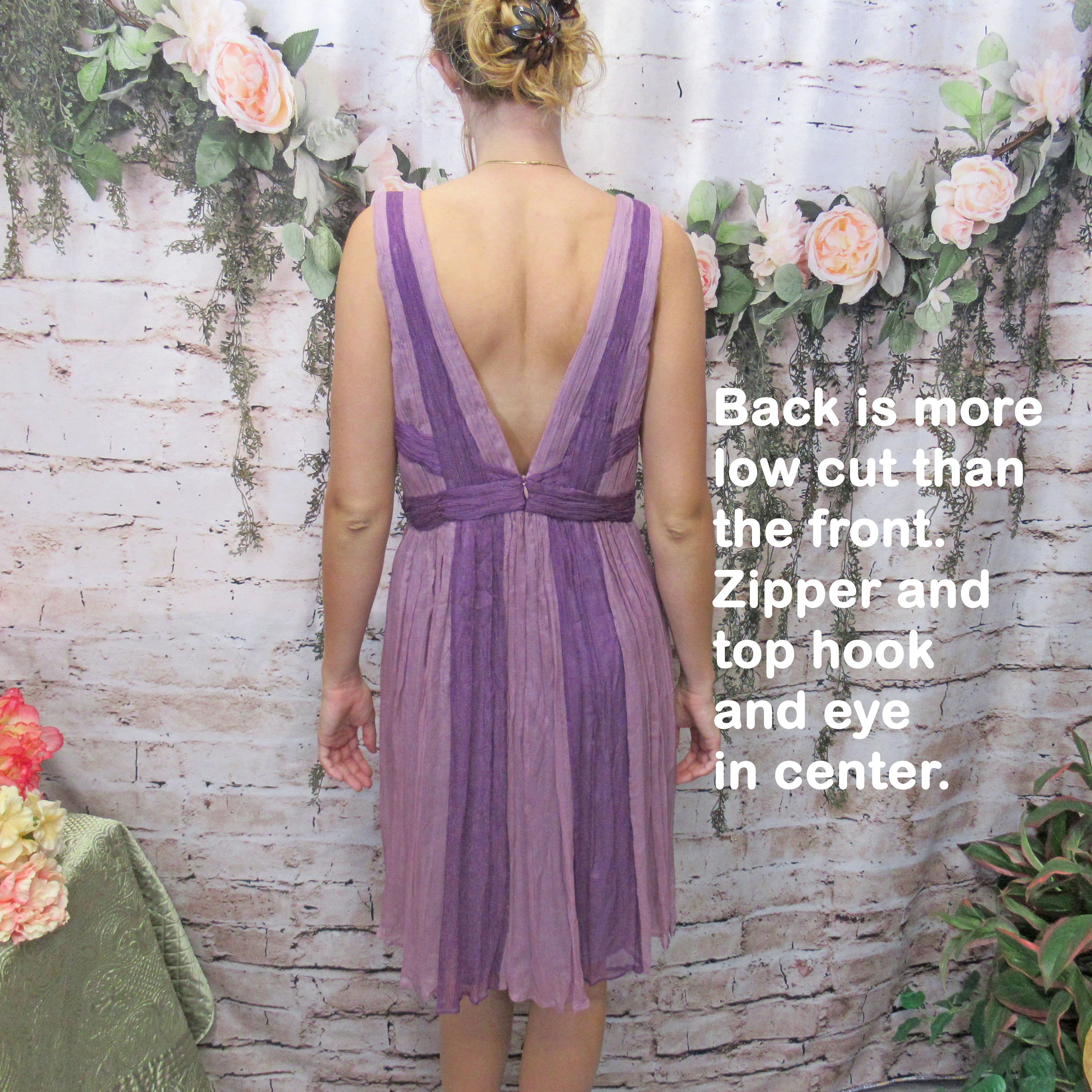 Sue Wong Dress Mauve and Purple Crinkle Silk Low Cut Eventready Neiman Marcus Tag Rhinestone Trim Back Zip Vintage by Sue Wong - Image 11