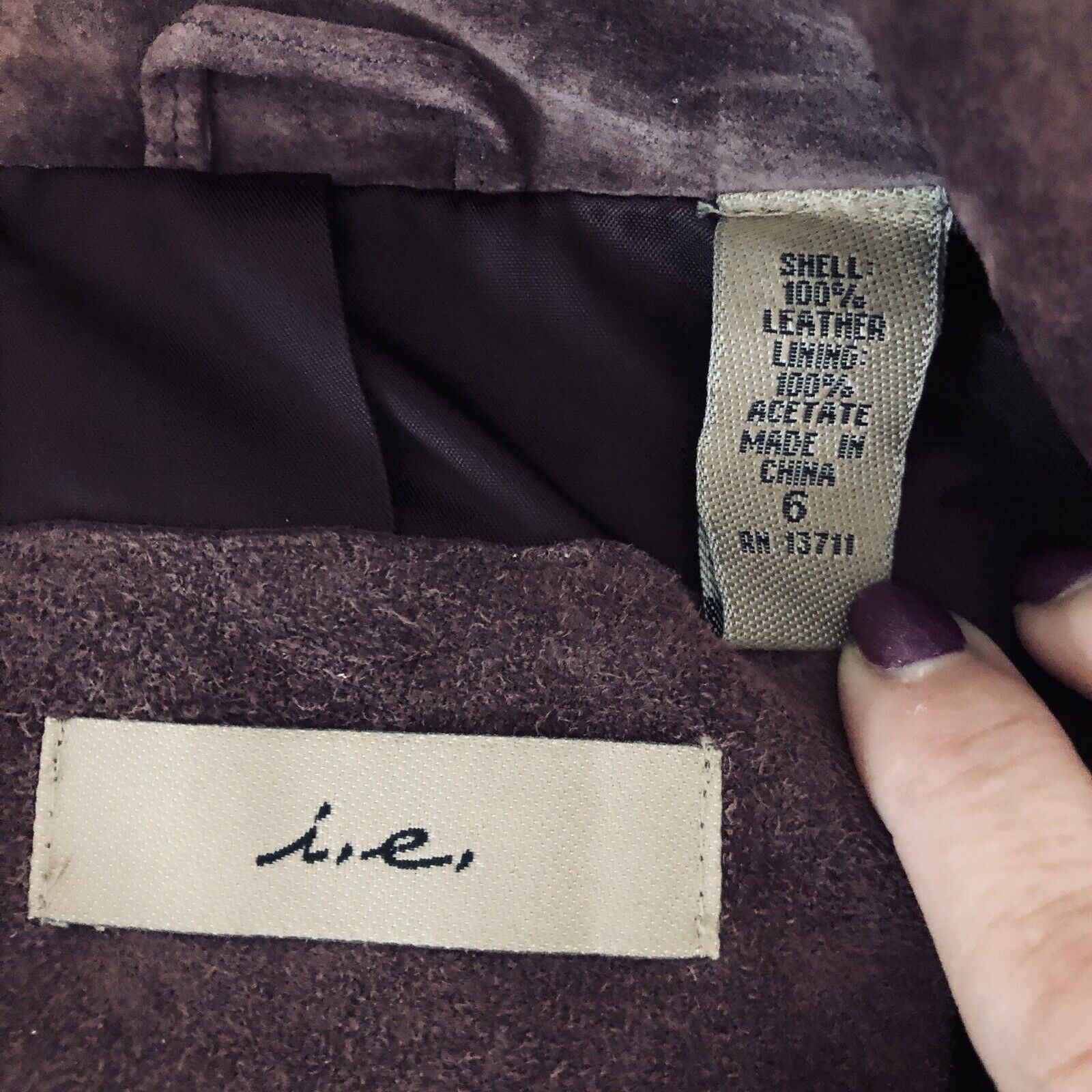 Suede Blazer Jacket Coat Brown with Purple Tones Fall Color Womens Sz 6 Lined by I. E. - Image 3