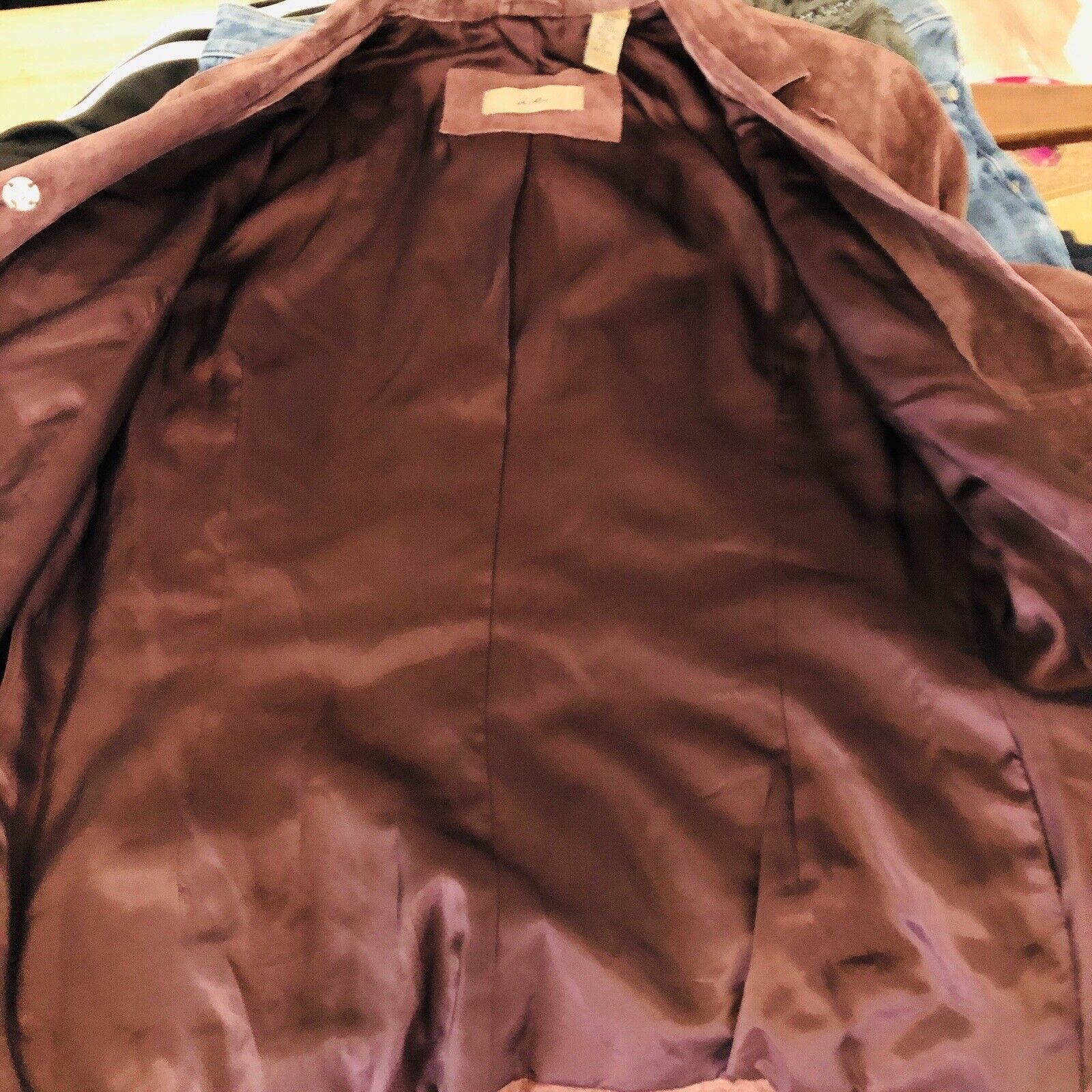 Suede Blazer Jacket Coat Brown with Purple Tones Fall Color Womens Sz 6 Lined by I. E. - Image 9