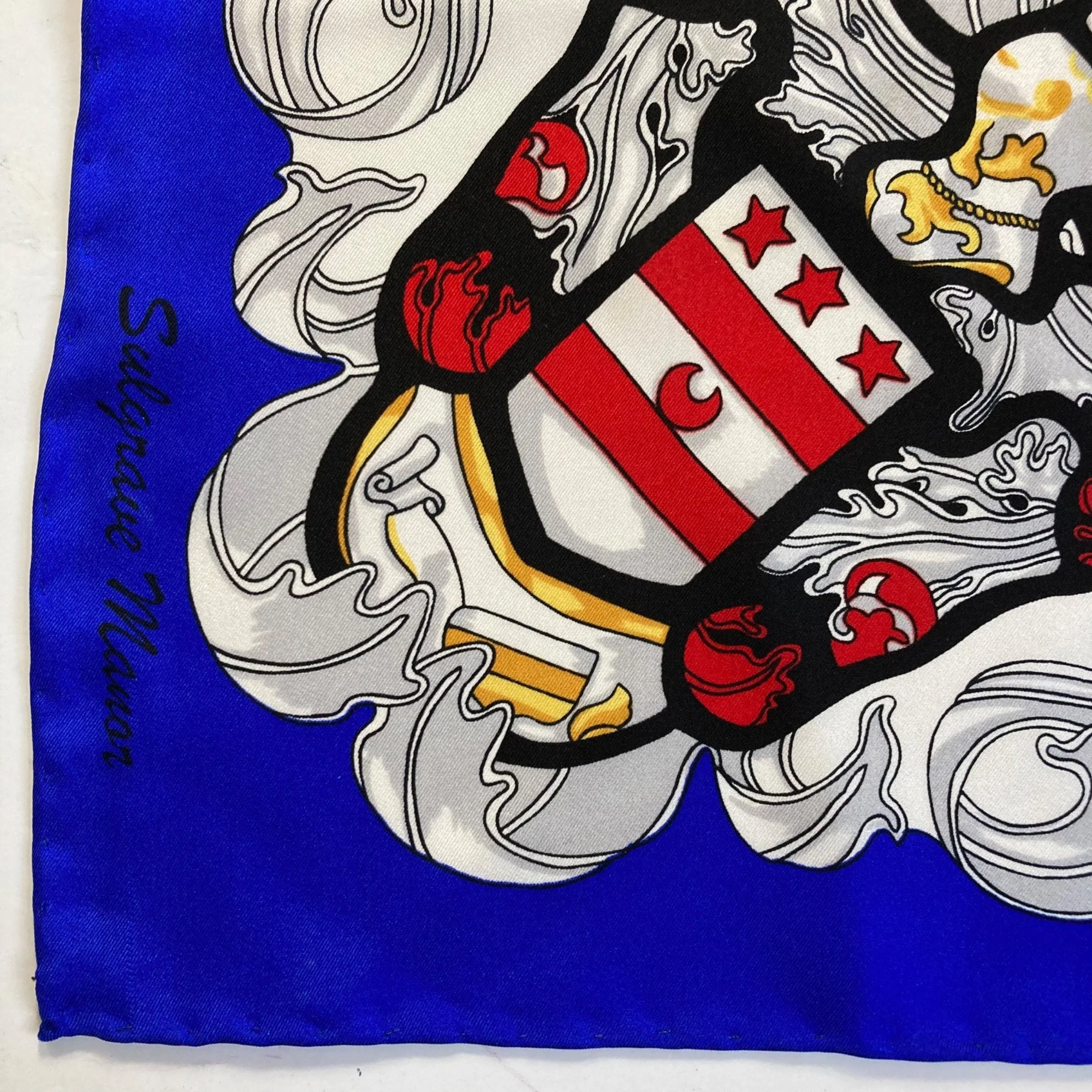 Sulgrave Manor Scarf All Silk Blue George Washington Mary Kitson 34" Square by Classic Scarfs - Image 3