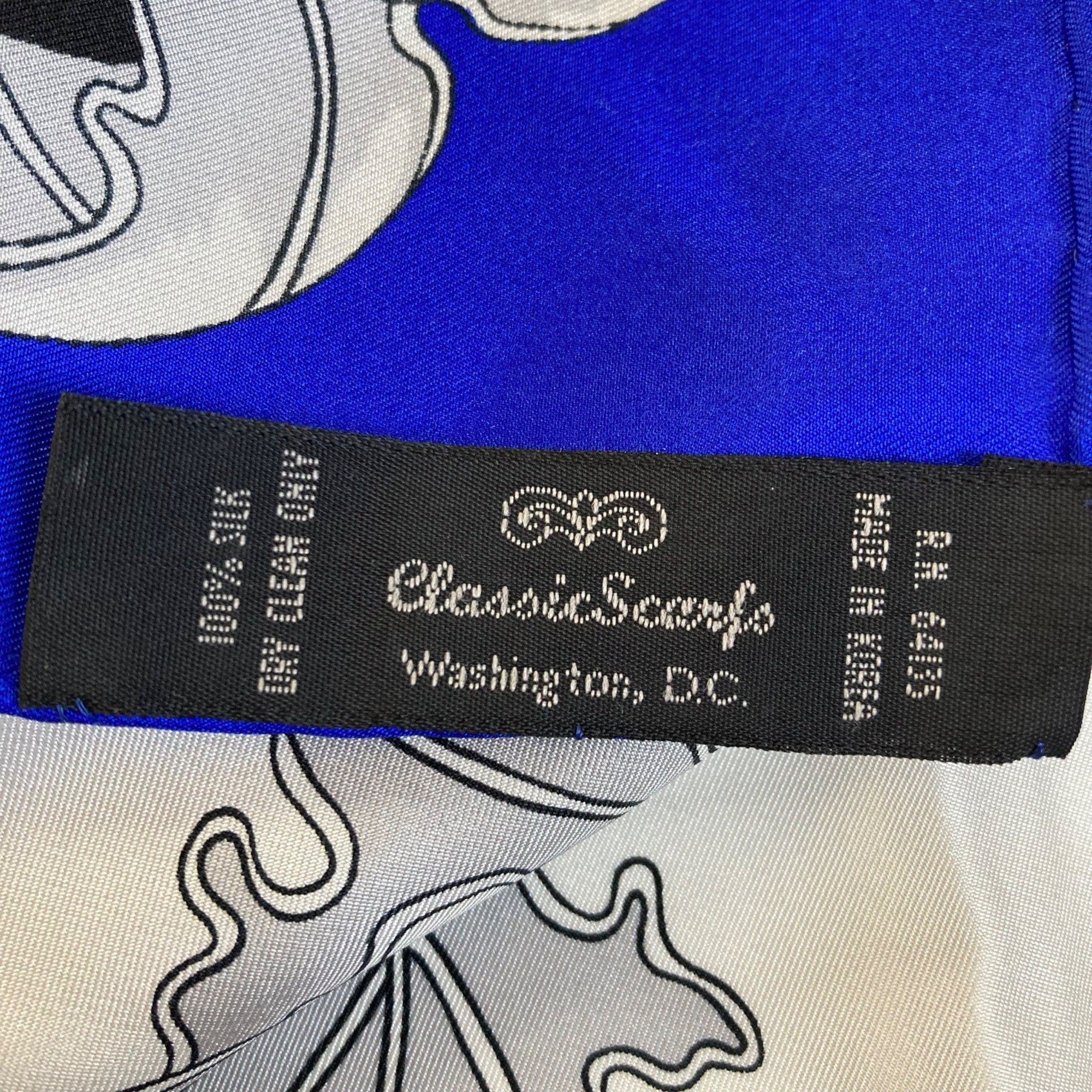 Sulgrave Manor Scarf All Silk Blue George Washington Mary Kitson 34" Square by Classic Scarfs - Image 5