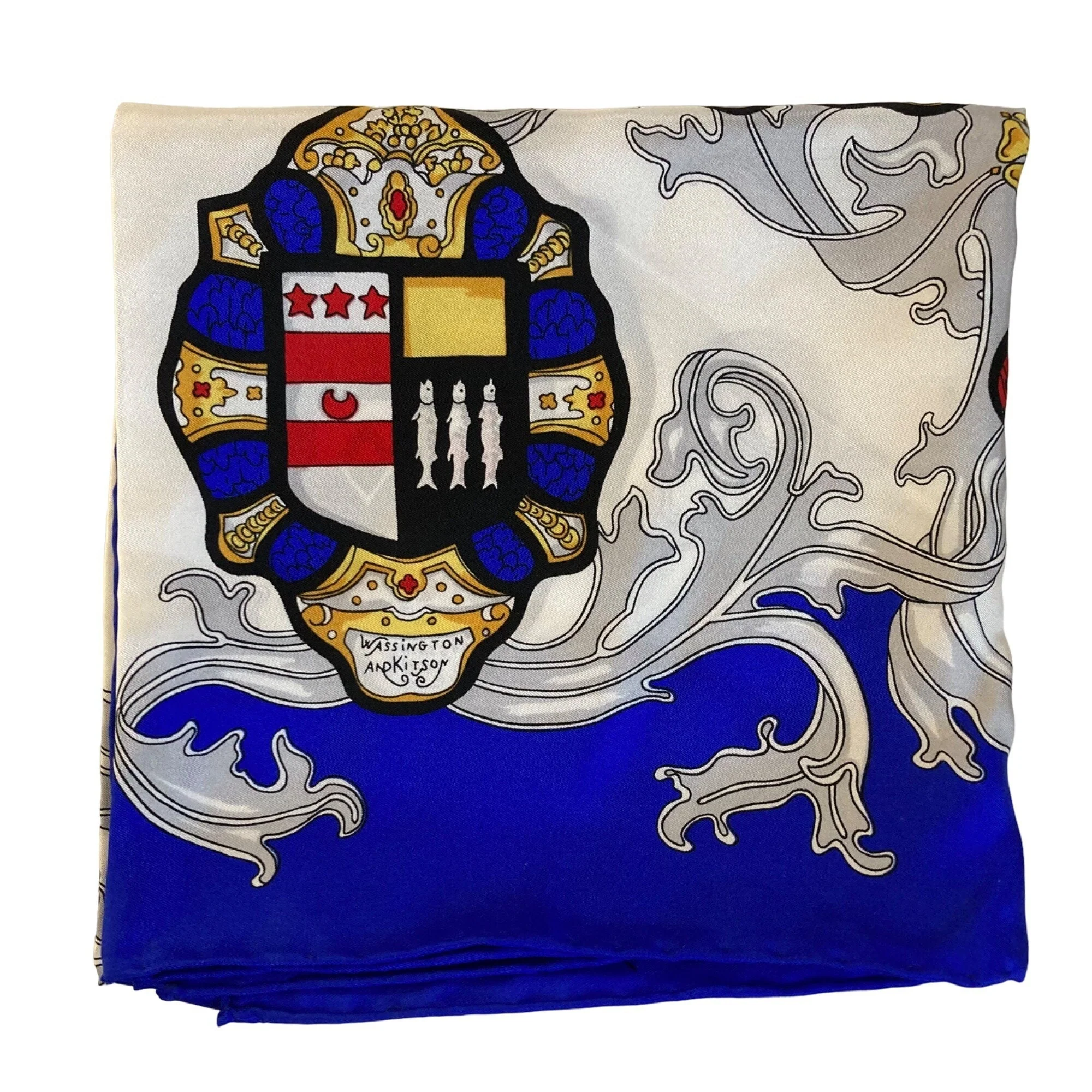 Sulgrave Manor Scarf All Silk Blue George Washington Mary Kitson 34" Square by Classic Scarfs - Image 6