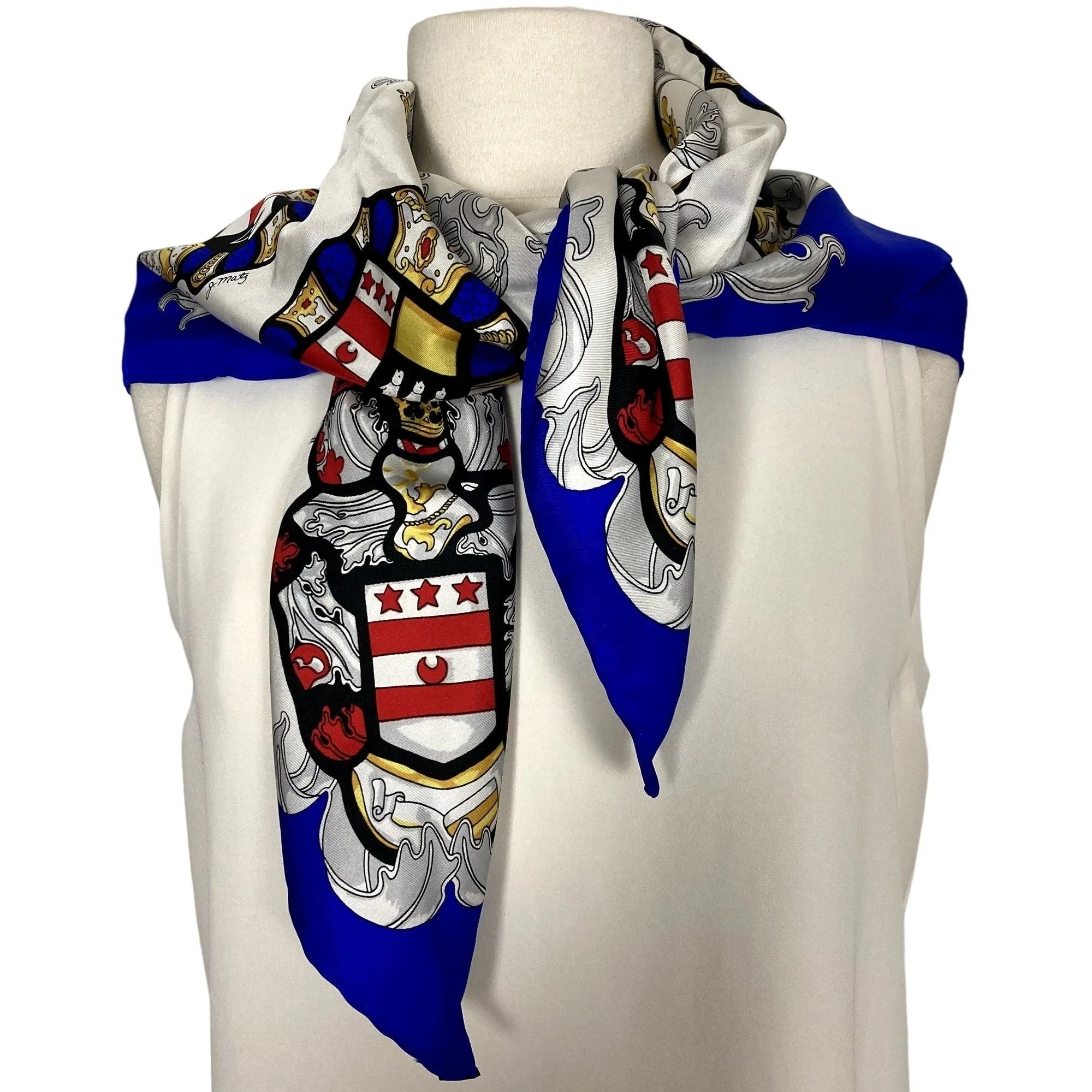 Sulgrave Manor Scarf All Silk Blue George Washington Mary Kitson 34" Square by Classic Scarfs - Image 7