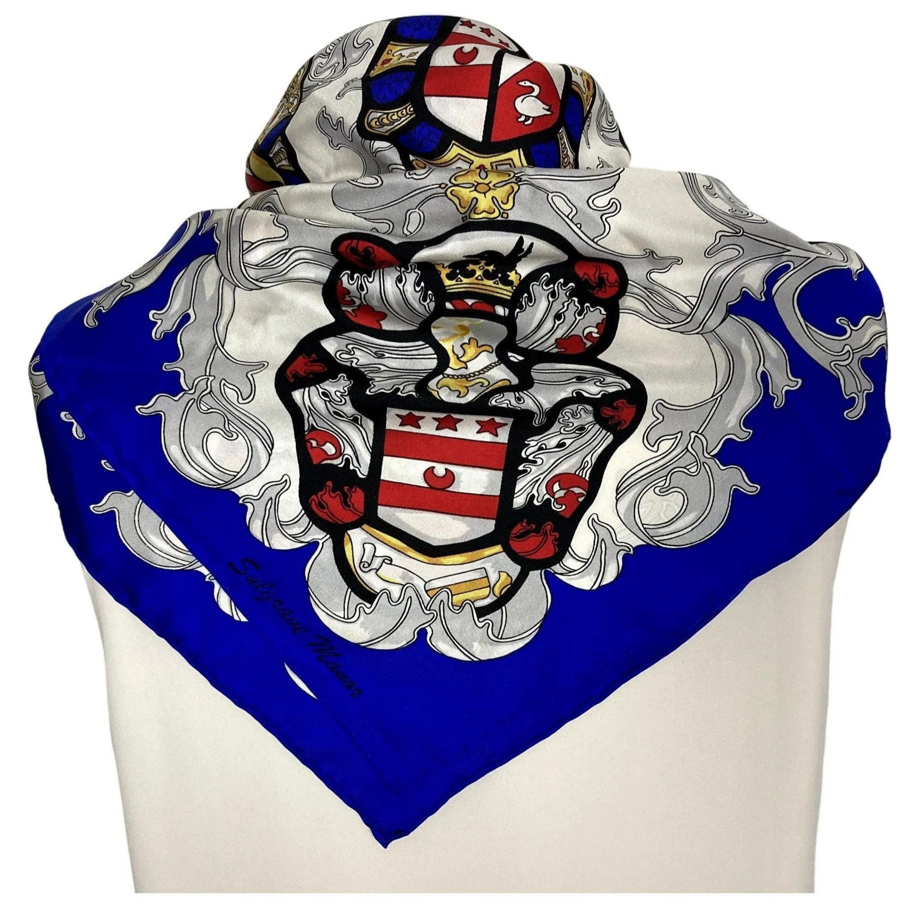 Sulgrave Manor Scarf All Silk Blue George Washington Mary Kitson 34" Square by Classic Scarfs - Image 8