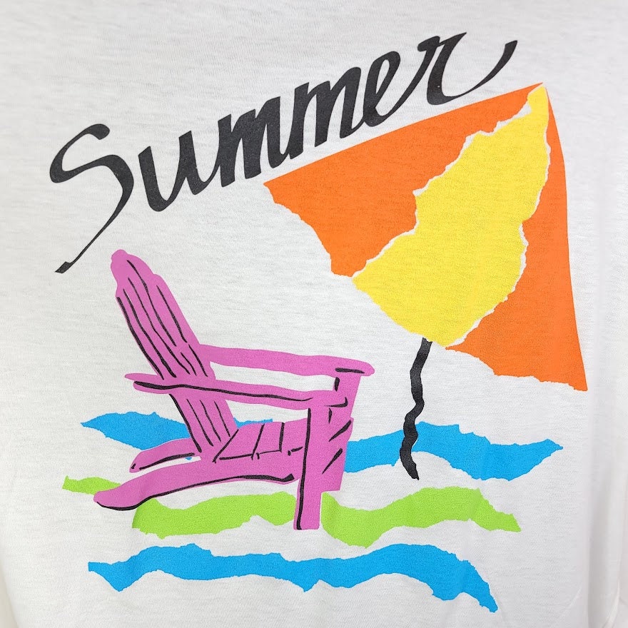 Summer Vacation T-Shirt Vintage 80s Adirondack Chair Beach Made In Usa Mens Size 3xl - Image 2