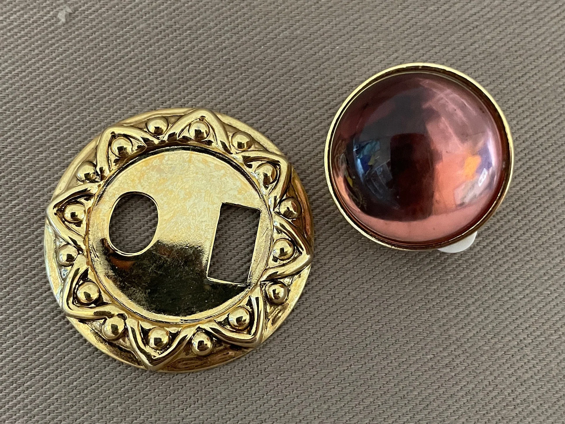 Sunburst Byzantine Etruscan Cabochon Clip On Statement Earrings Two In One Starburst Earrings - Image 4