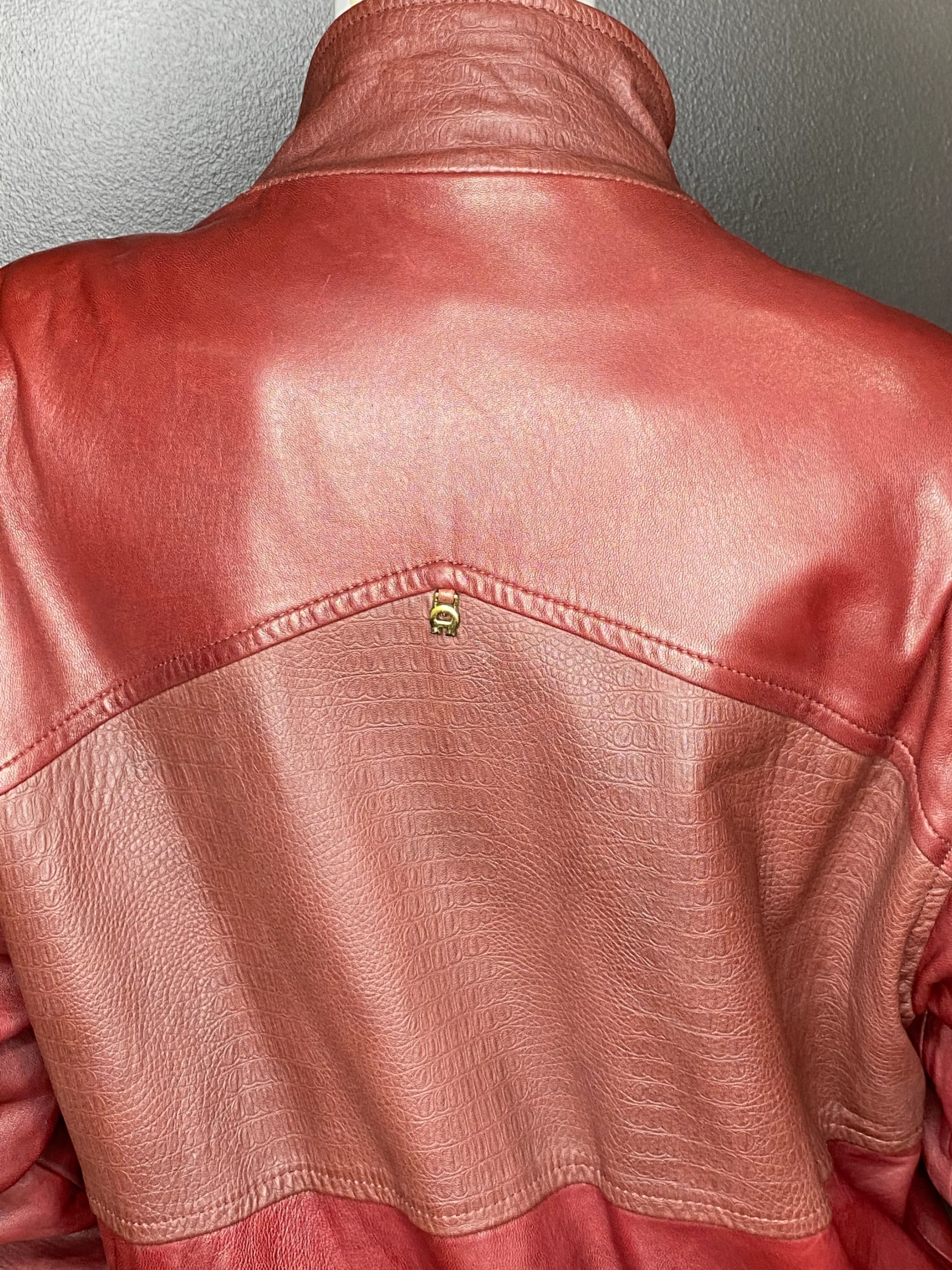 Supple Burgundy Leather Bomber Jacket By Etienne Aigner - Image 10
