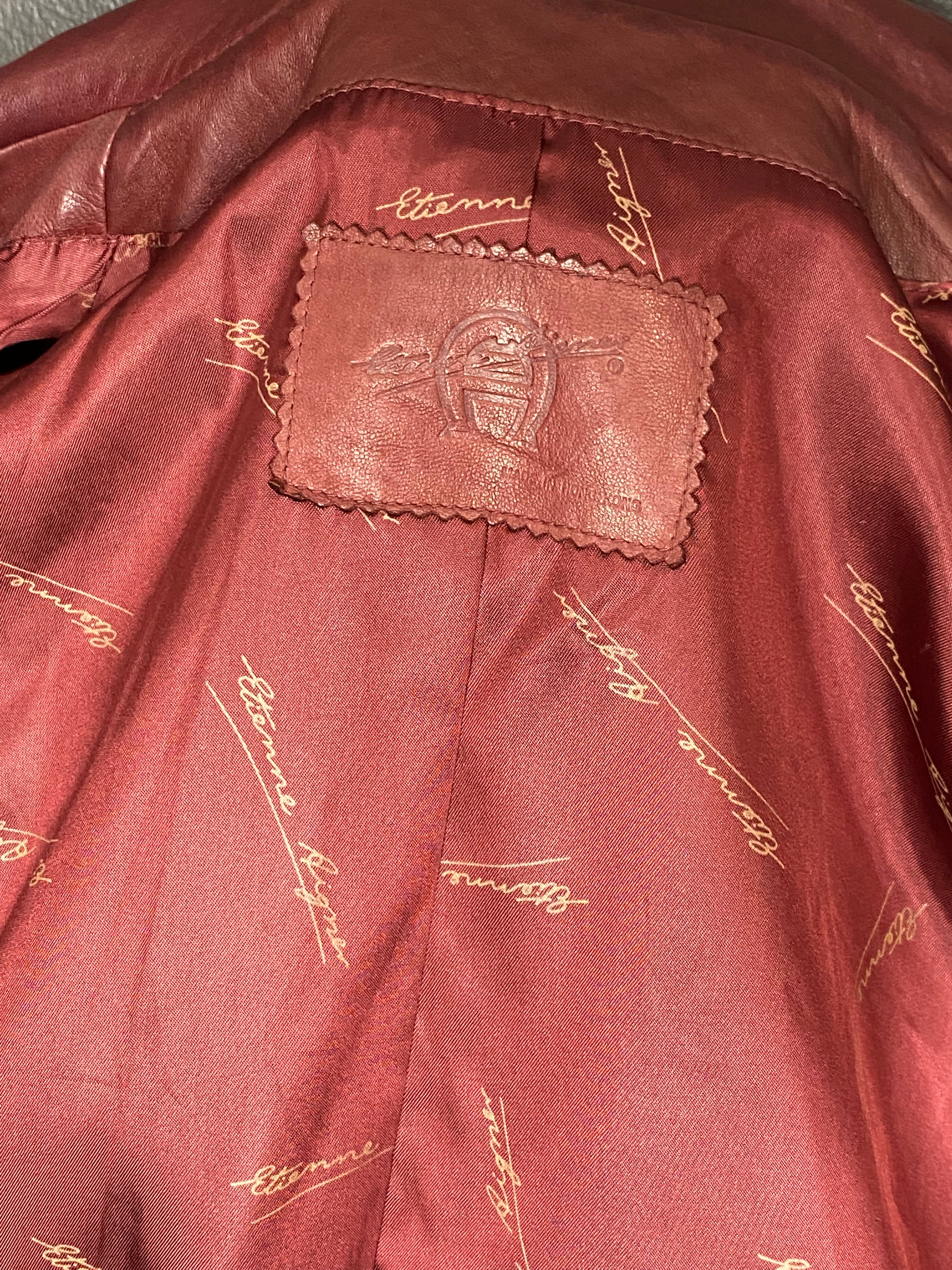 Supple Burgundy Leather Bomber Jacket By Etienne Aigner - Image 3