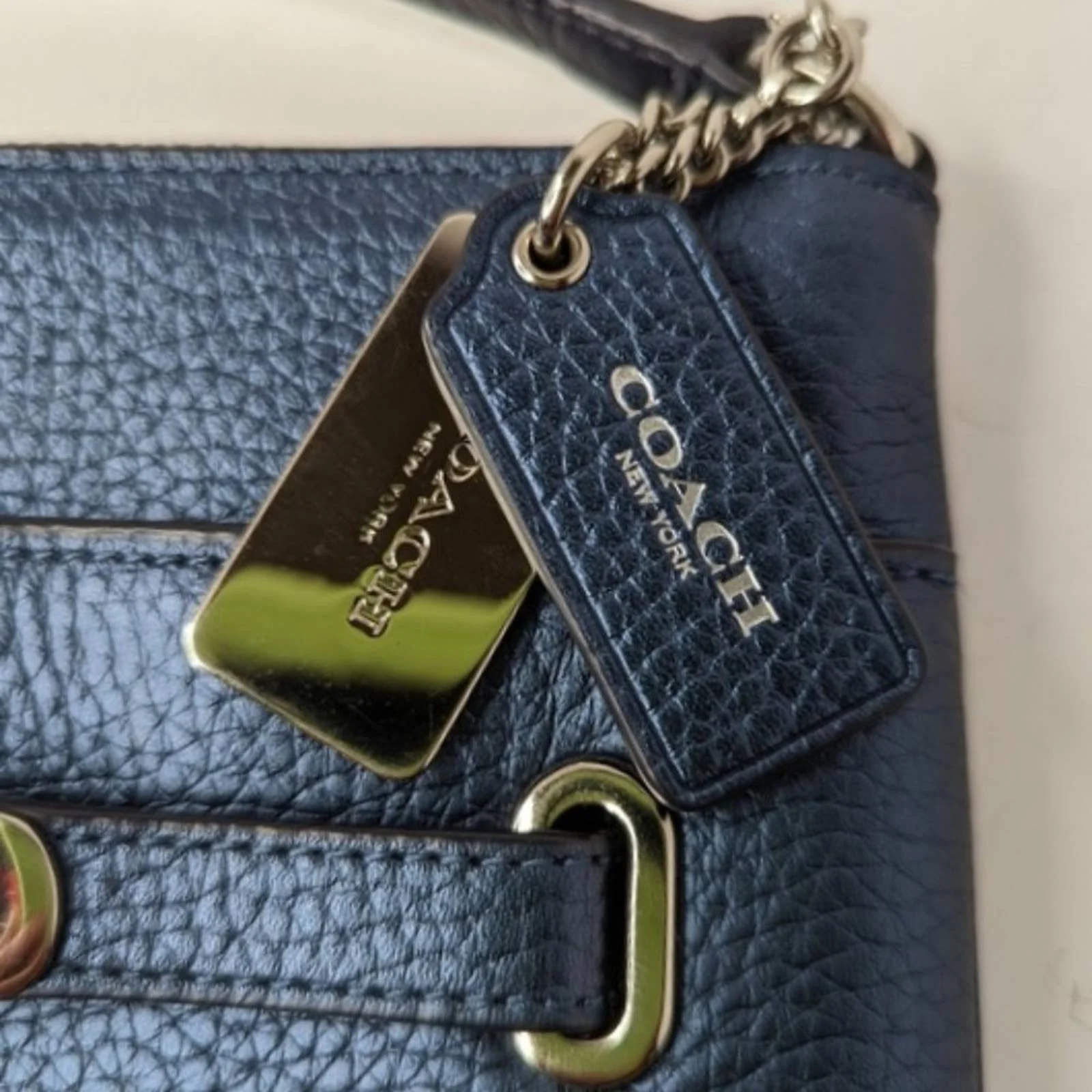 Swagger Metallic Blue Leather Swingpack Crossbody by Coach - Image 3