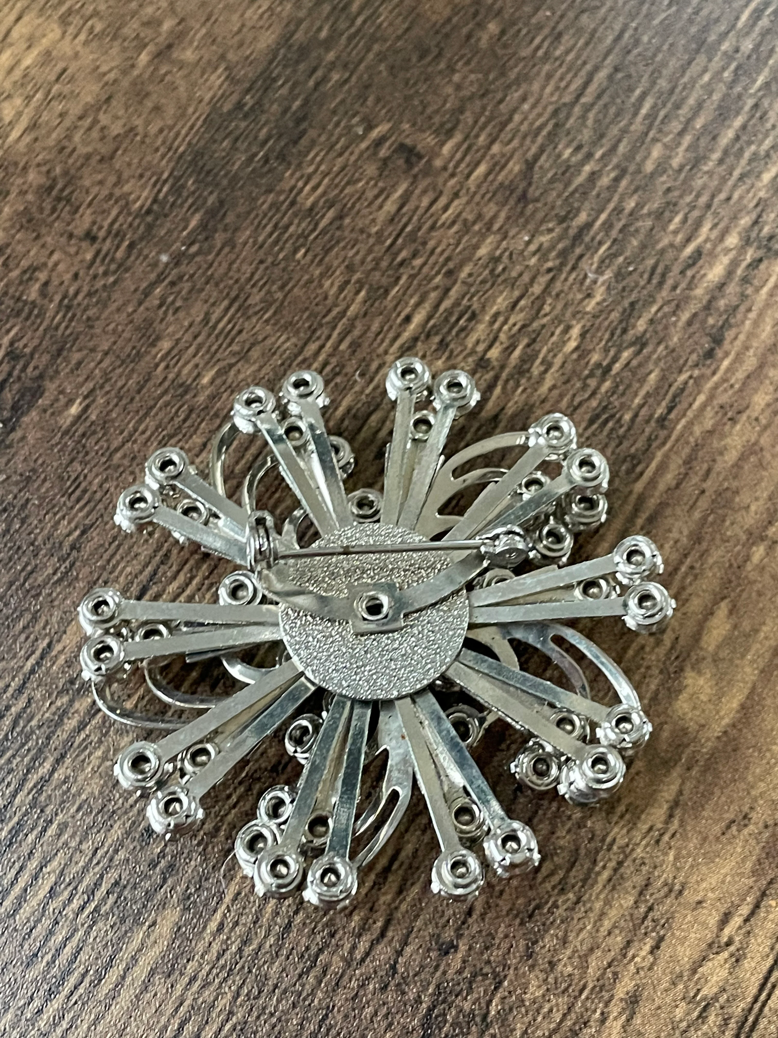 Swarovski Rhinestone Silver Switl Brooch - Image 6