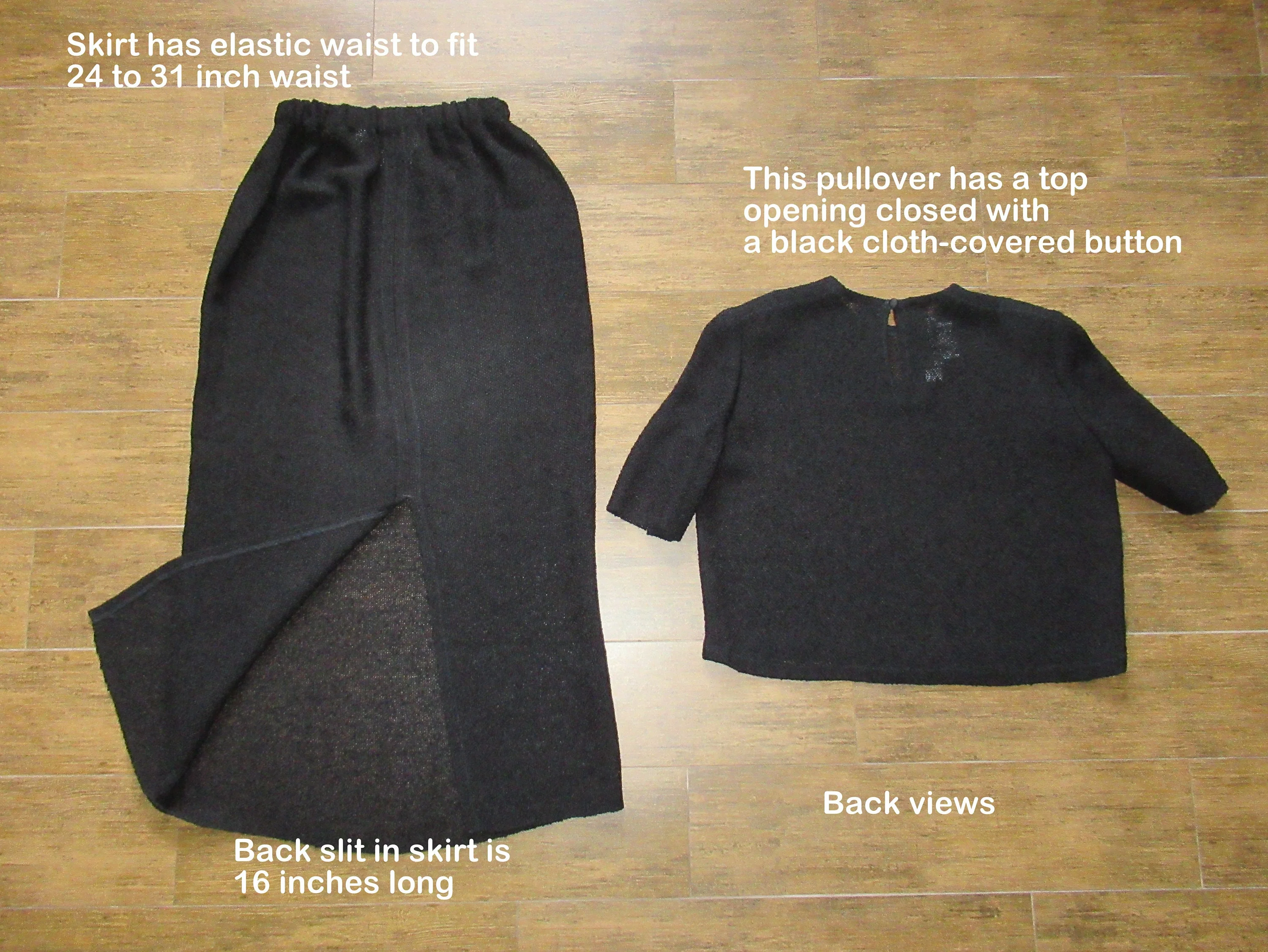Sweater and Skirt Panache Handwoven Custom Made Dream Weavers Two Piece Black Nub Knit Length Top Long Skirt Hip Vintage by Panache - Image 11