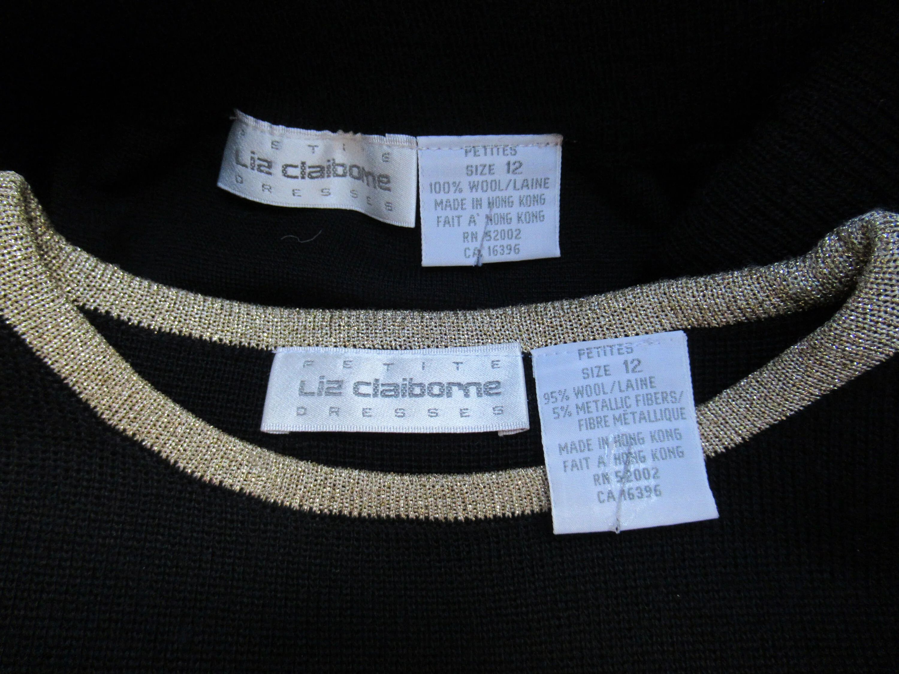 Sweater and Skirt Set Liz Claiborne Black W Gold Metallic Knit Pullover Tunic Top Has Long Sleeves Made In Hong Kong 80s Vintage by Liz Claiborne - Image 9