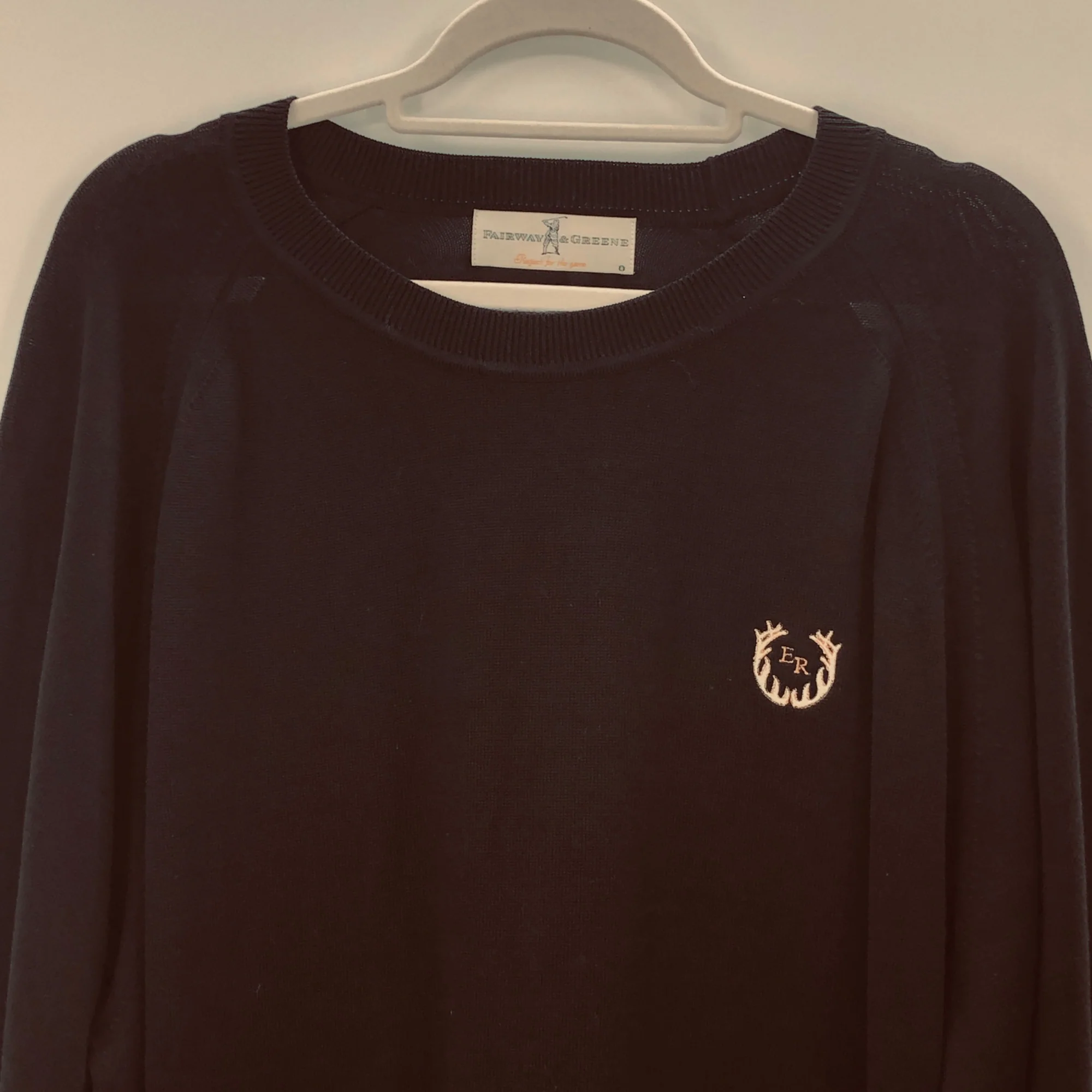 Sweater Black Pima Cotton Mens Xxl Long Sleeve Monogrammed 'er' by Fairway & Greene - Image 9