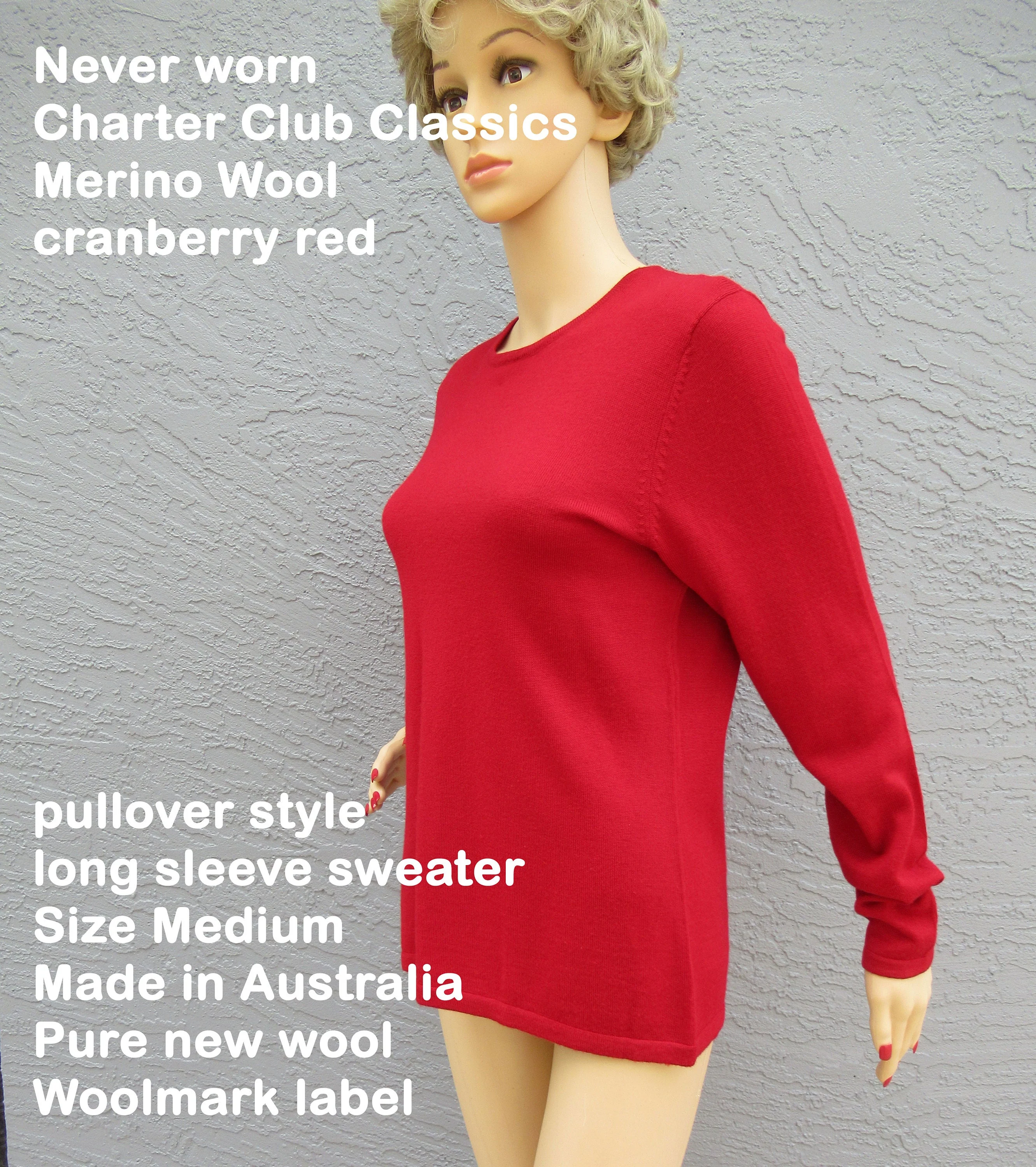 Sweater Charter Club Classics Merino Wool Cranberry Red Pullover Long Sleeve Made In Australia Pure New Woolmark by Charter Club - Image 4