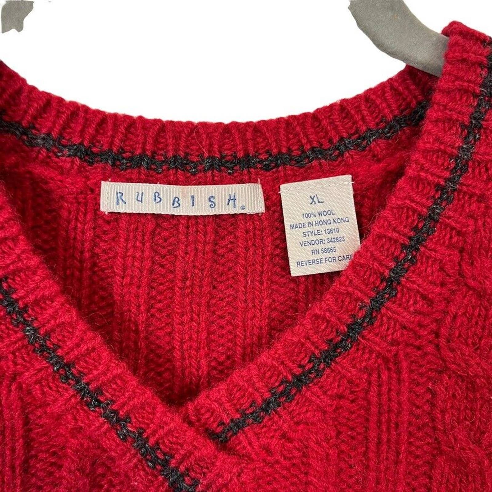 Sweater Vest Retro Grandpa Preppy Cropped Red Womens Size Large X-Large by Rubbish - Image 8