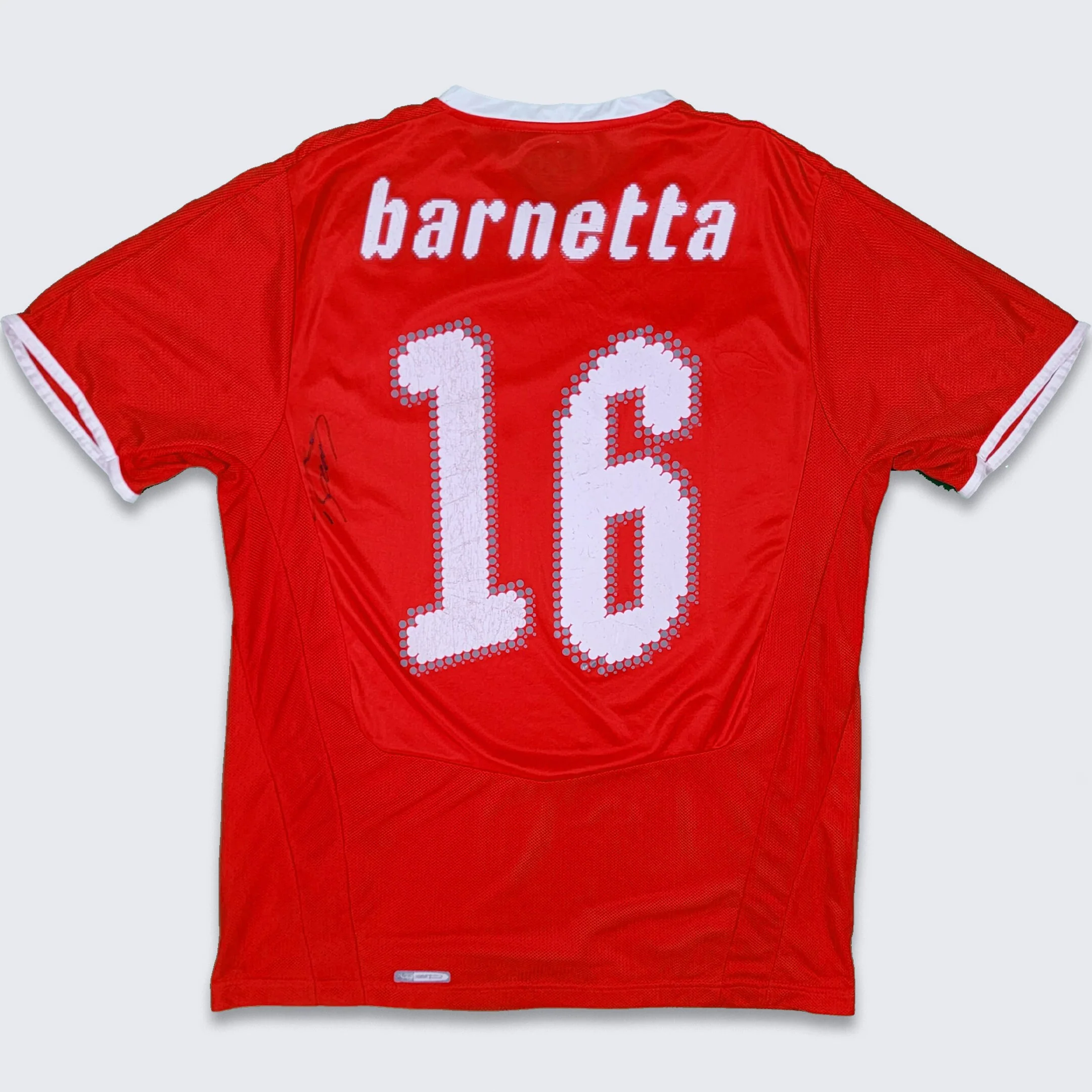 Switzerland Tranquillo Barnetta Puma Soccer Jersey Autographed Red Color Uniform Shirt Traditional Home Kit Size M by Puma - Image 2