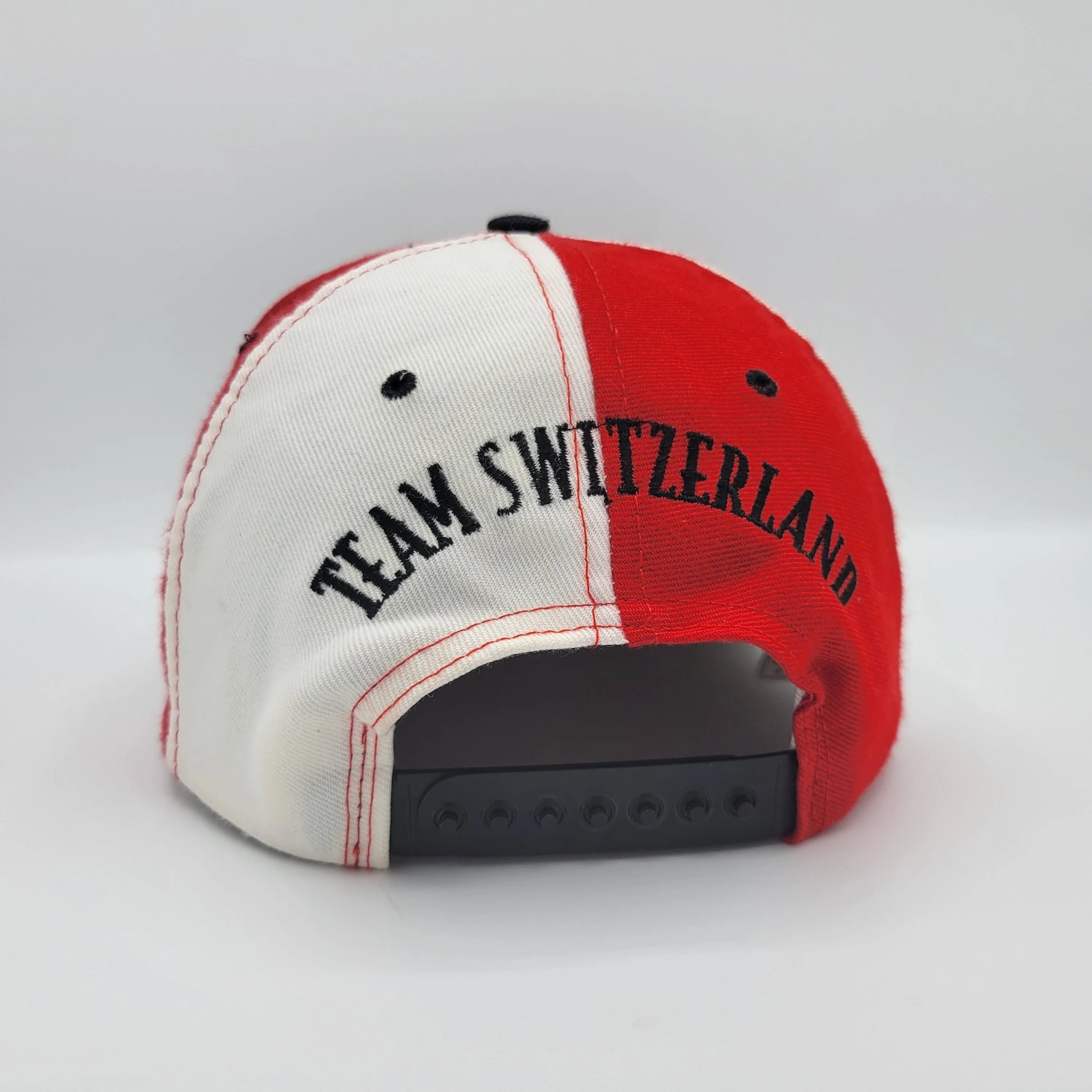 Switzerland Vintage 90s World Cup Soccer Snapback Hat Nutmeg Mills Usa 1994 Games Football Red White Baseball Cap by Nutmeg Mills - Image 2