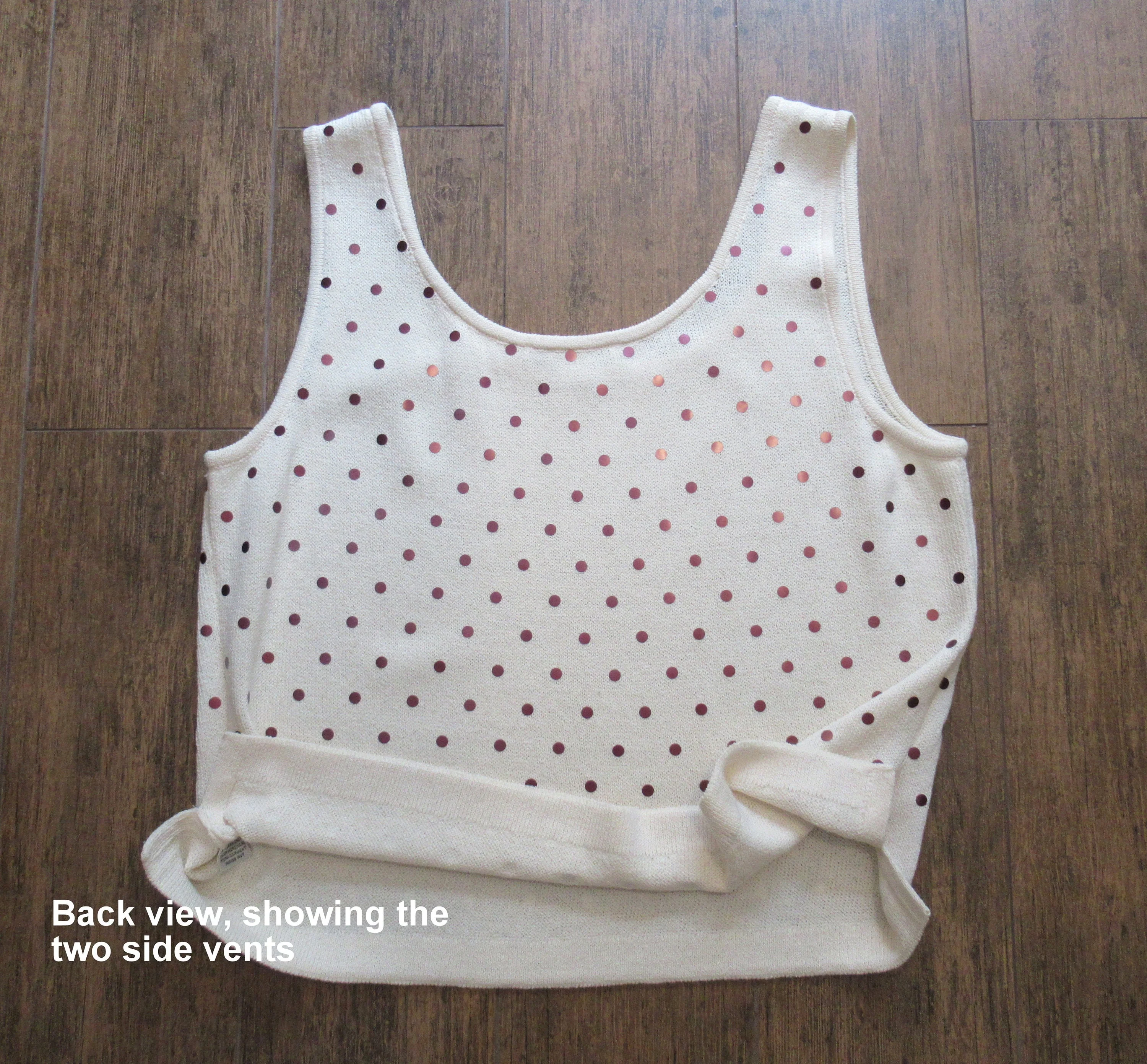 Sz 10 Tank Top 38 Bust Marie Gray Santana Knit White with Small Metallic Mauve Dots, Scoop Neck, 21 Inch Long, Made In Usa, Vtg by St John - Image 10