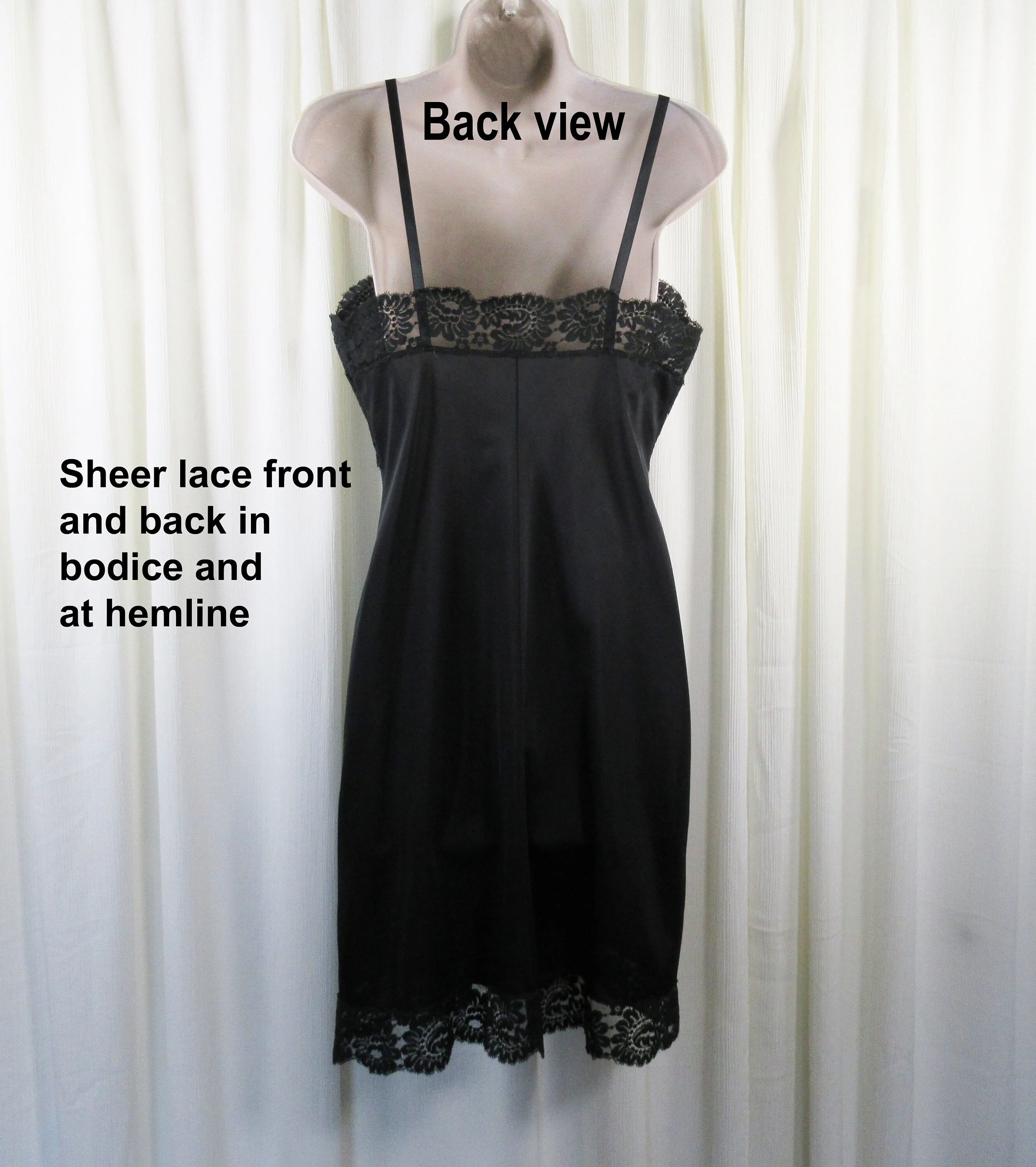 Sz 32 Slip Short, Sexy, Lined Lace Accented V-Shaped Bodice, 2 Inch Lace Hem, Adjustable Straps, 60s, Missing Designer Logo, Vtg - Image 8