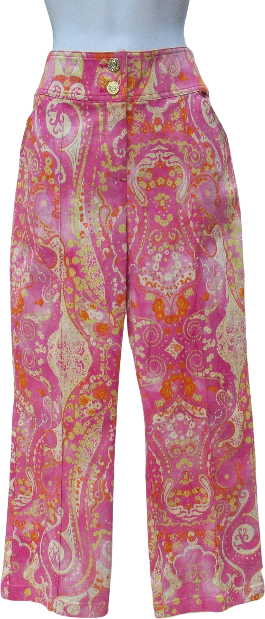 Sz 4 Capri Length Pants Flat Front Cotton Lycra Slim Leg 2 Pockets Sj Metal Tab Made In Usa Charming Pink by St John Sport by Marie Gray