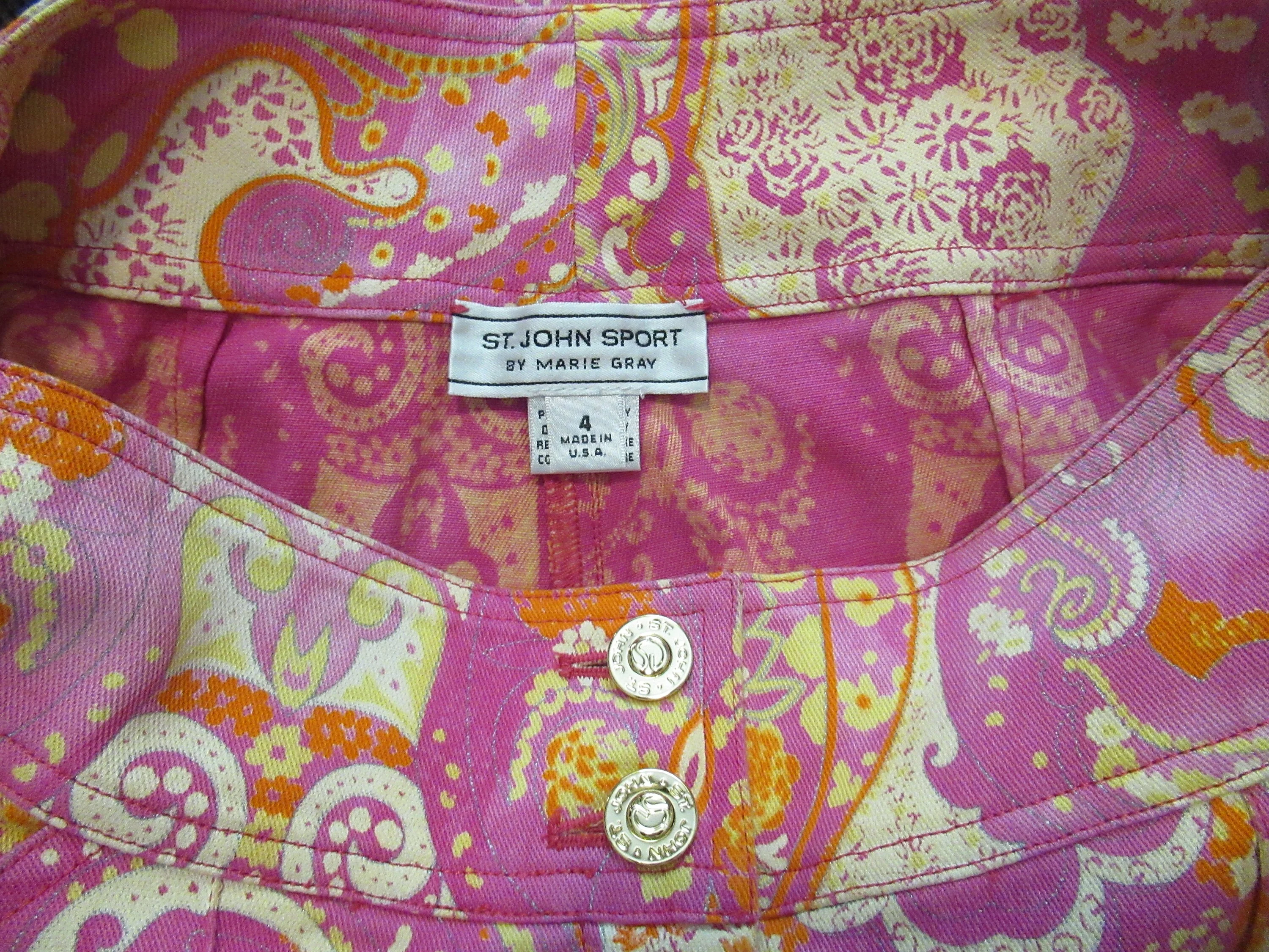 Sz 4 Capri Length Pants Flat Front Cotton Lycra Slim Leg 2 Pockets Sj Metal Tab Made In Usa Charming Pink by St John Sport by Marie Gray - Image 2