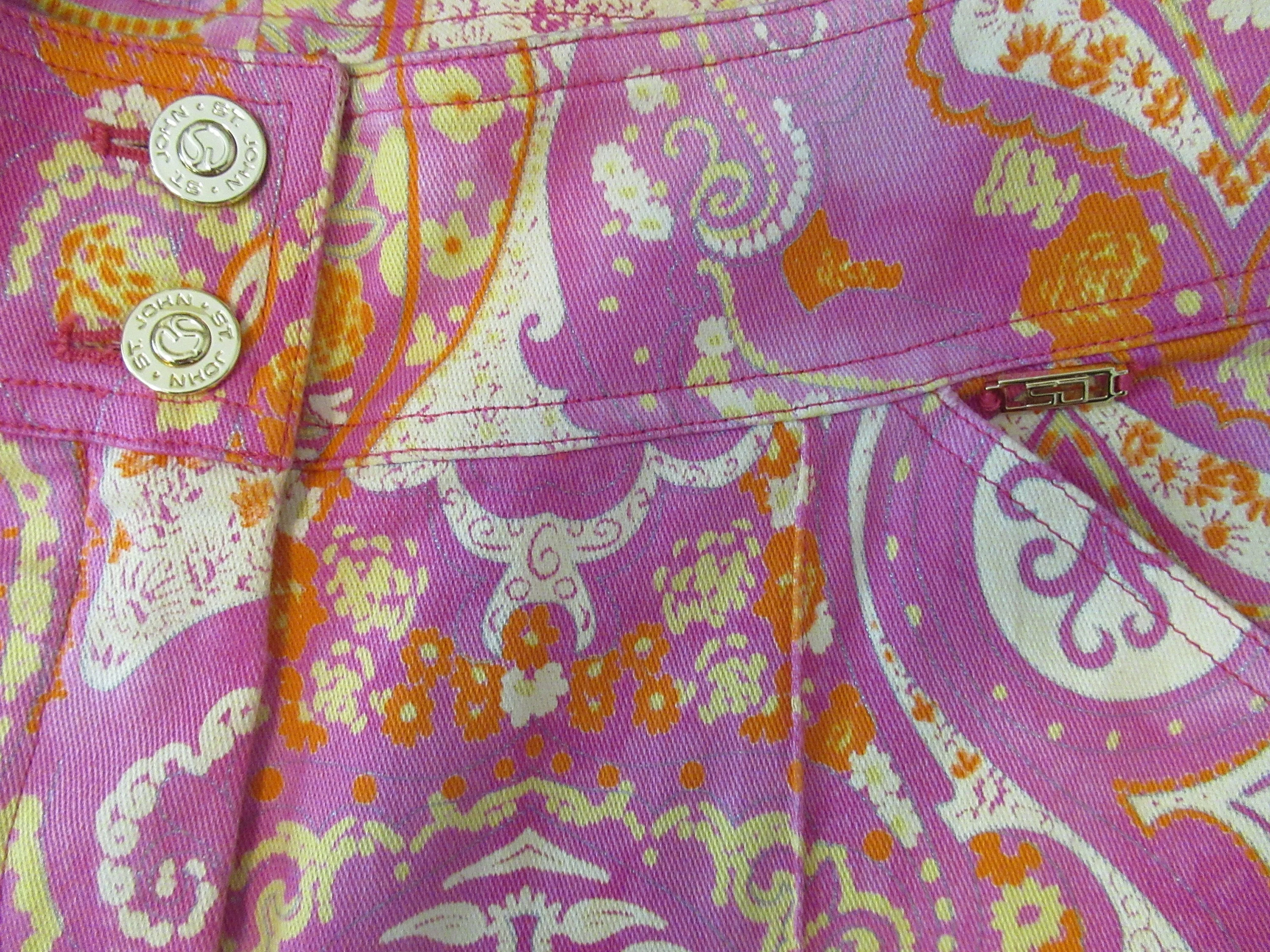 Sz 4 Capri Length Pants Flat Front Cotton Lycra Slim Leg 2 Pockets Sj Metal Tab Made In Usa Charming Pink by St John Sport by Marie Gray - Image 5