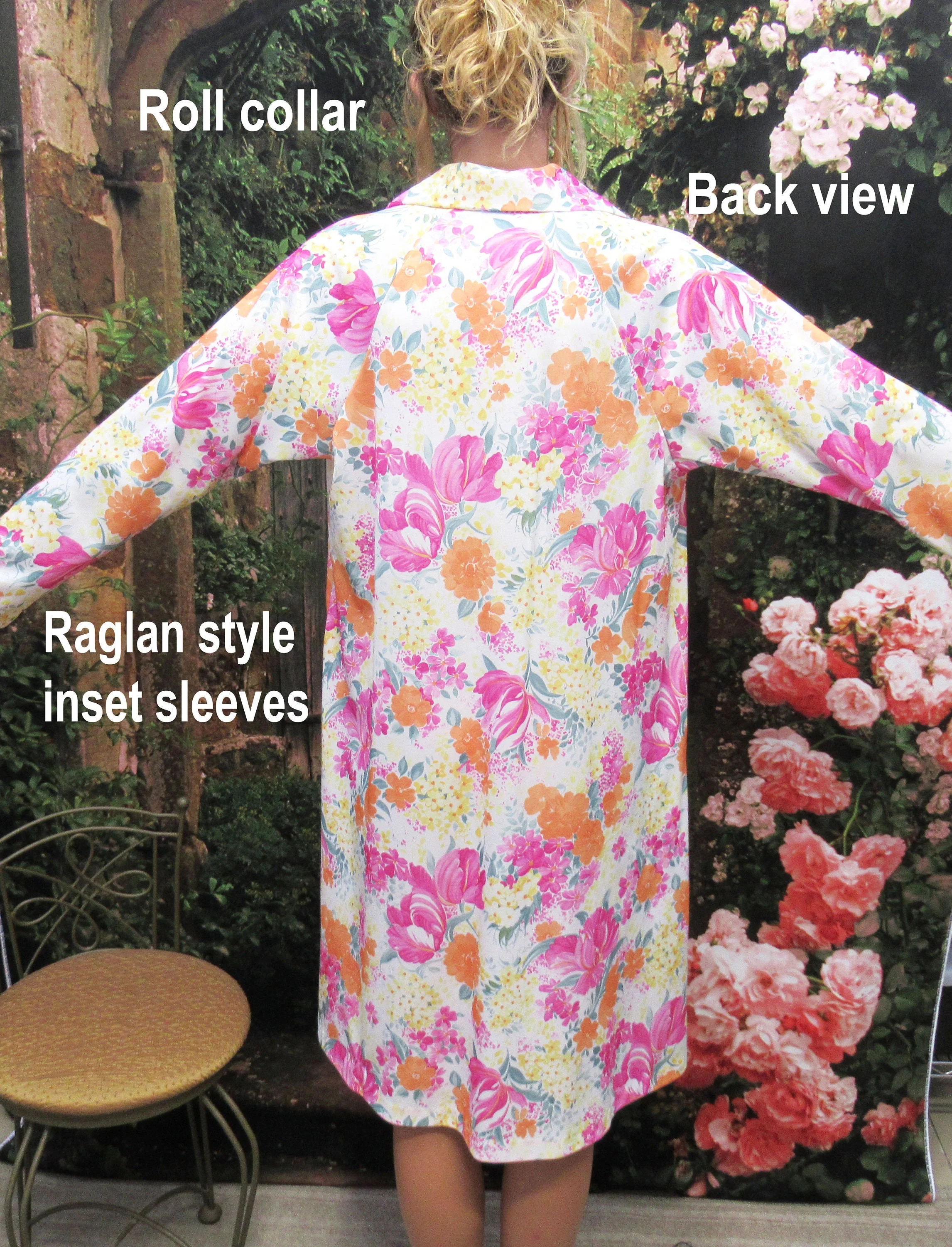 Sz L Robe 48 Inch Bust, Travel-Lite by Boutique, Made In Usa, Knee Length Polyester A-Line Pastel Floral Print, Front Zip, 2 Side Pockets - Image 10